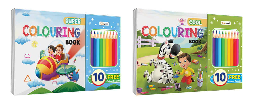     			Super and Cool Colouring Book for kids : Coloring book for toddlers, Colorful learning book for kids, Fun-filled coloring book with 10 free pencil colours for ages (3-12) | Pack of 2 Colouring Books