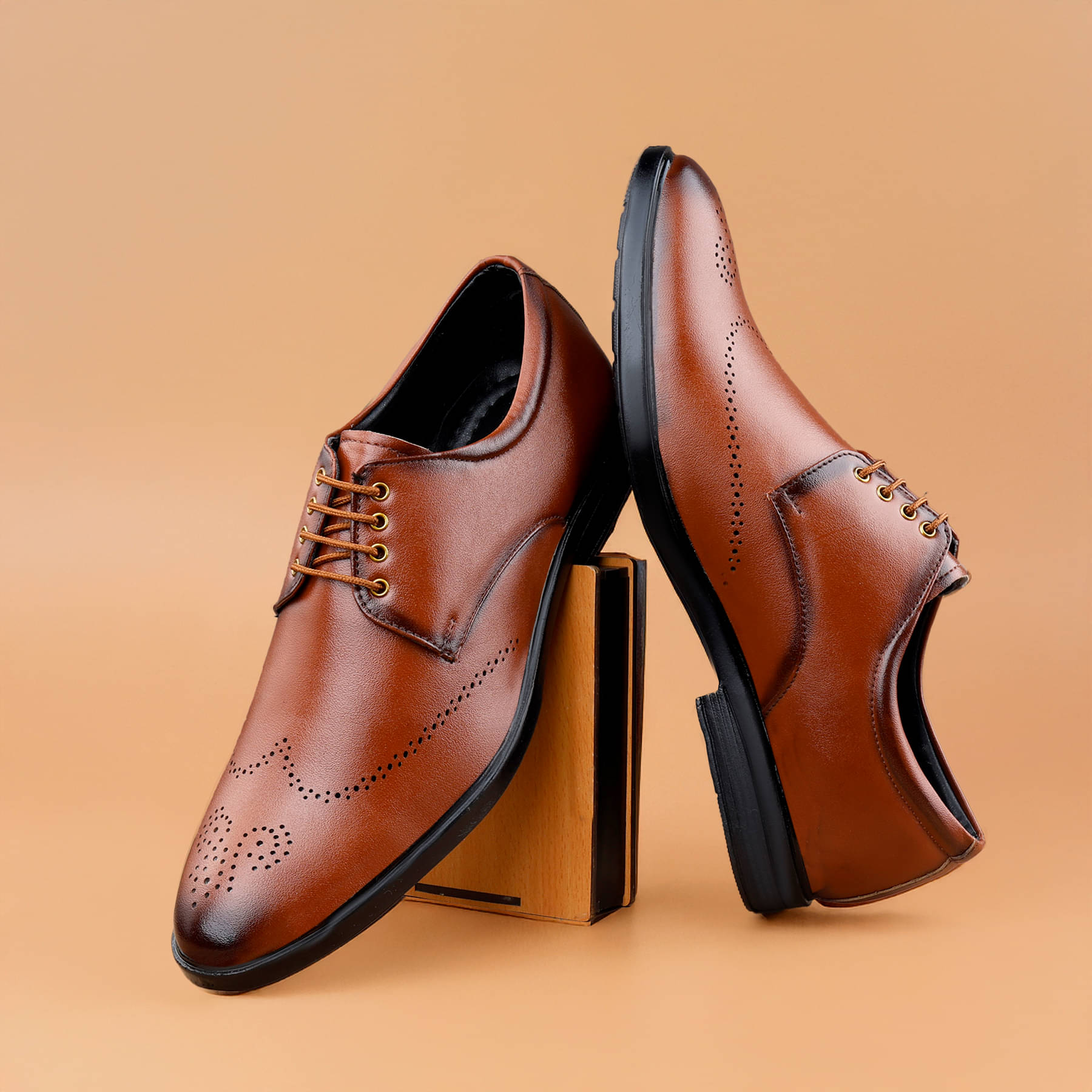     			TR Tan Men's Brogue Formal Shoes