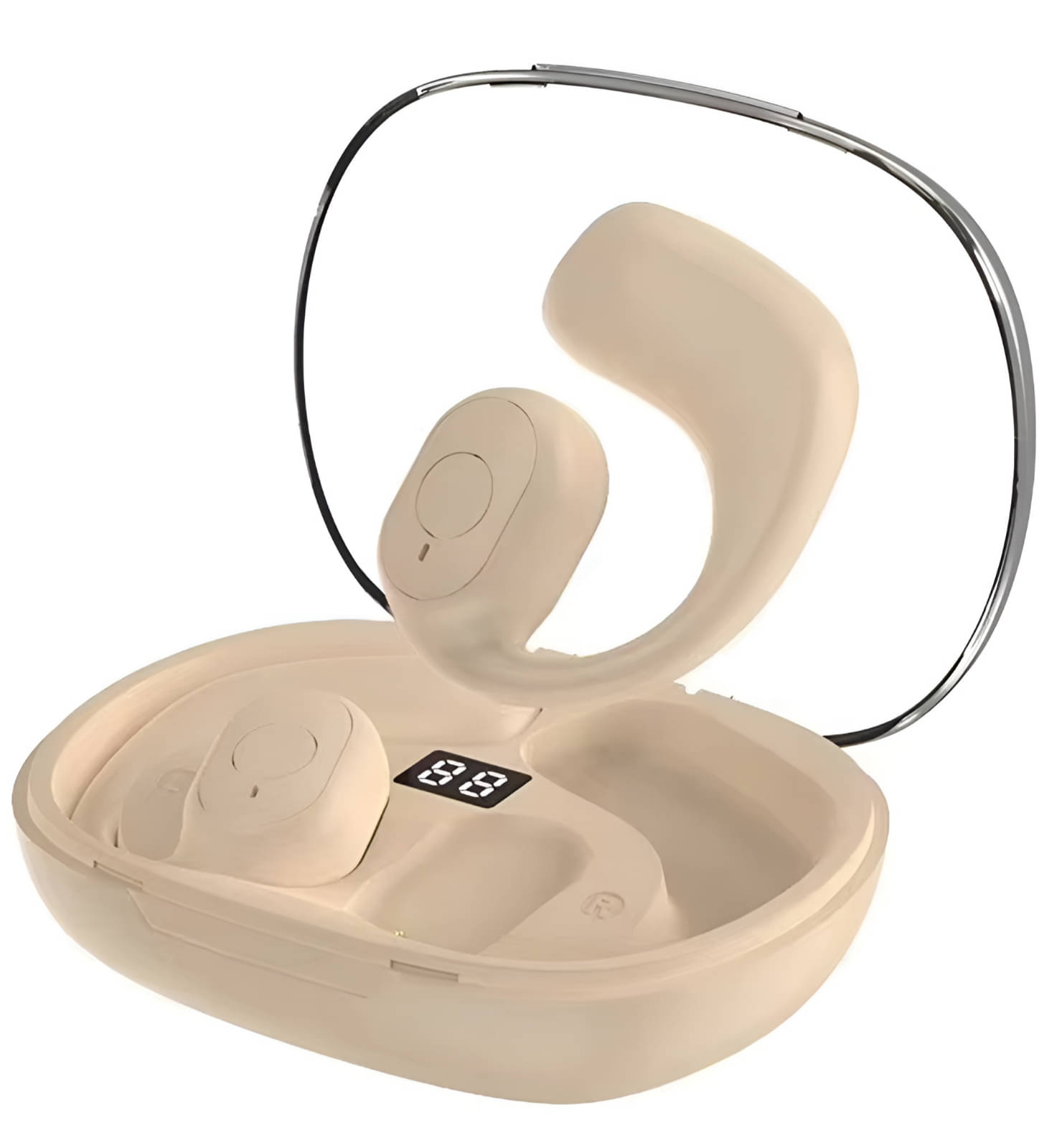     			VEhop U10 OWS OPEN EAR Bluetooth True Wireless (TWS) On Ear 48 Hours Playback Fast charging,Powerfull bass IPX4(Splash & Sweat Proof) Beige