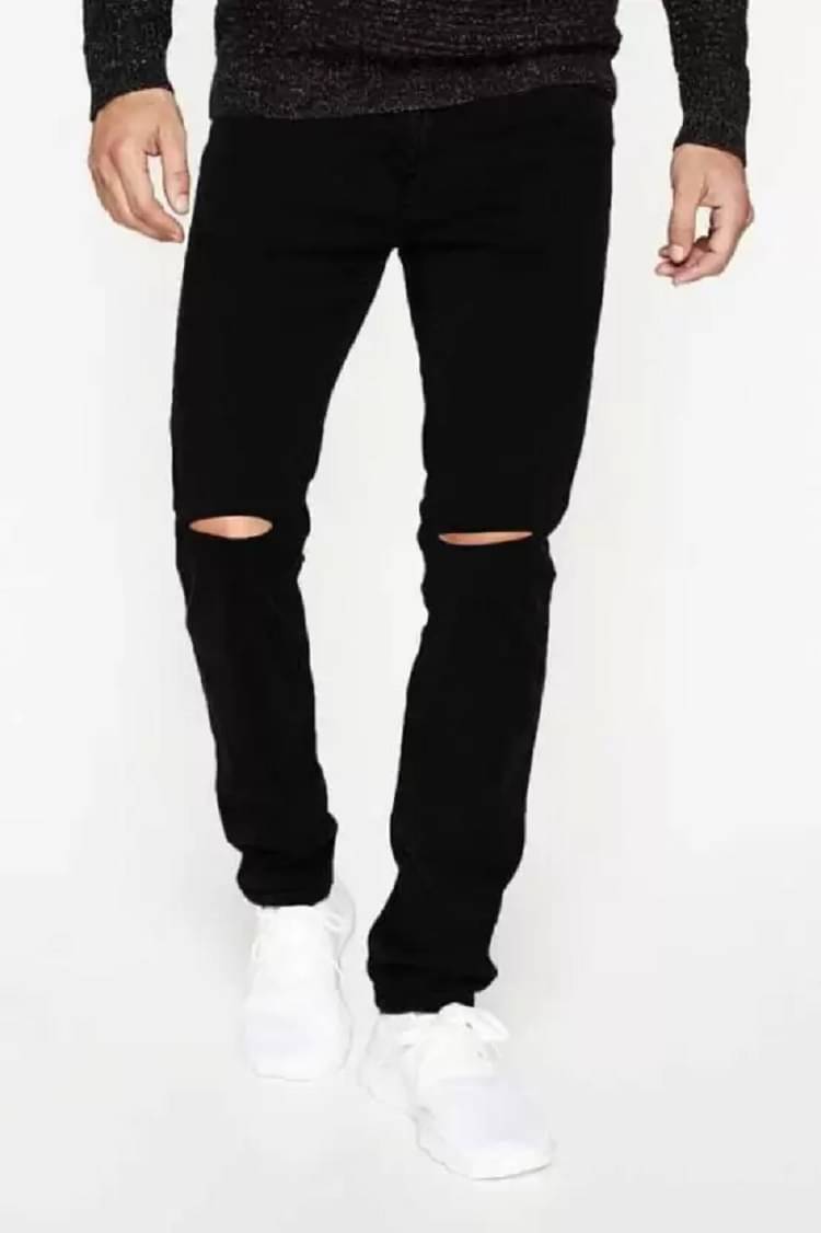     			WHATON Slim Fit Distressed Men's Jeans - Black ( Pack of 1 )