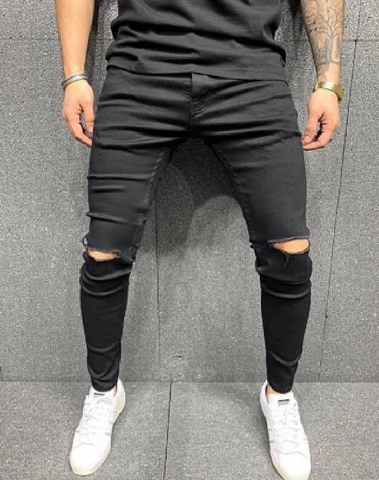 WHATON Slim Fit Distressed Men's Jeans - Black ( Pack of 1 ) - Jeans | Buy online on ZillyBuy