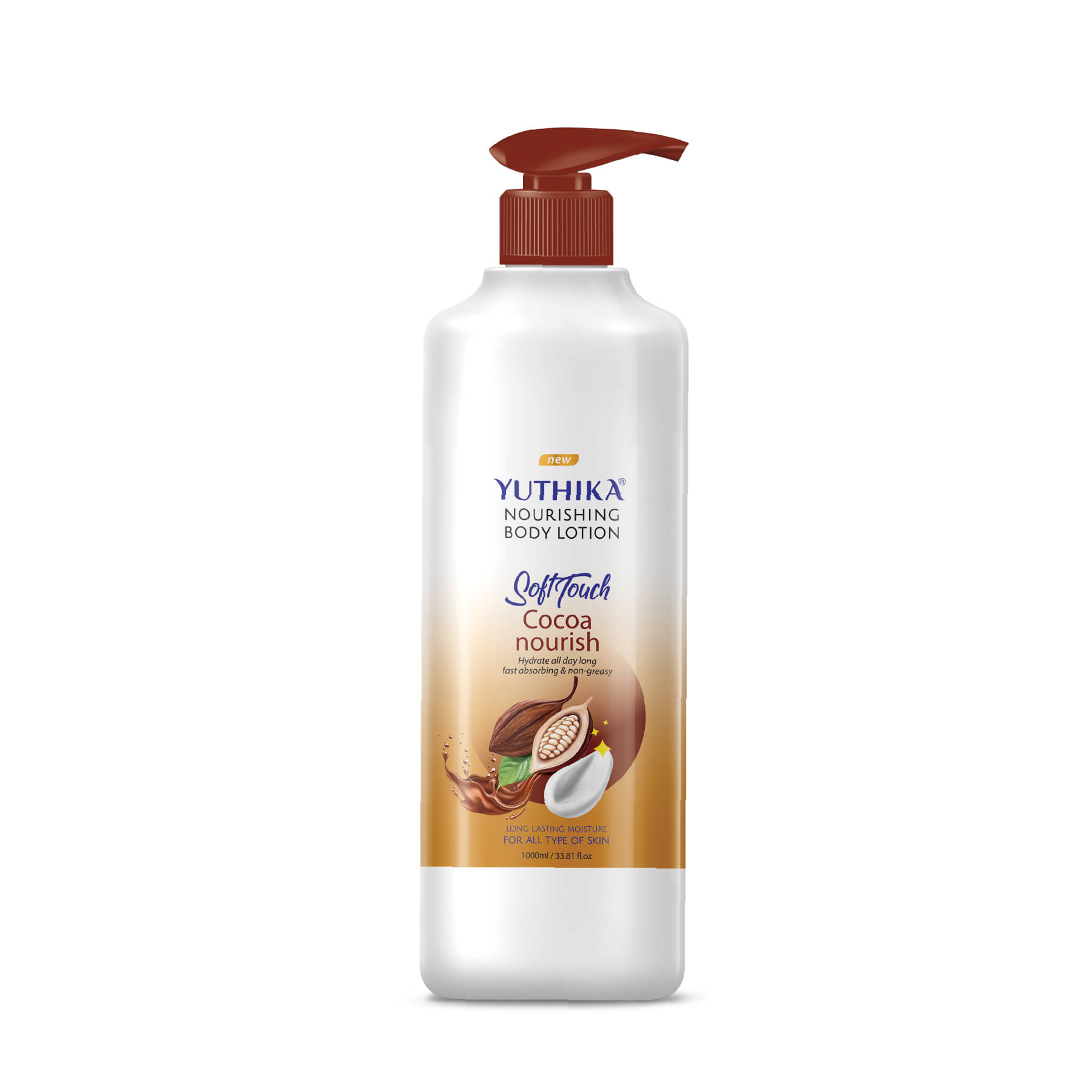 Yuthika Cocoa Nourish Body Lotion 1000ml, Soft Touch Cocoa Body Lotion for Long Lasting Moisture & Soothing Skin Yuthika Cocoa Nourish Body Lotion 1000ml, Soft Touch Cocoa Body Lotion for Long Lasting Moisture & Soothing Skin