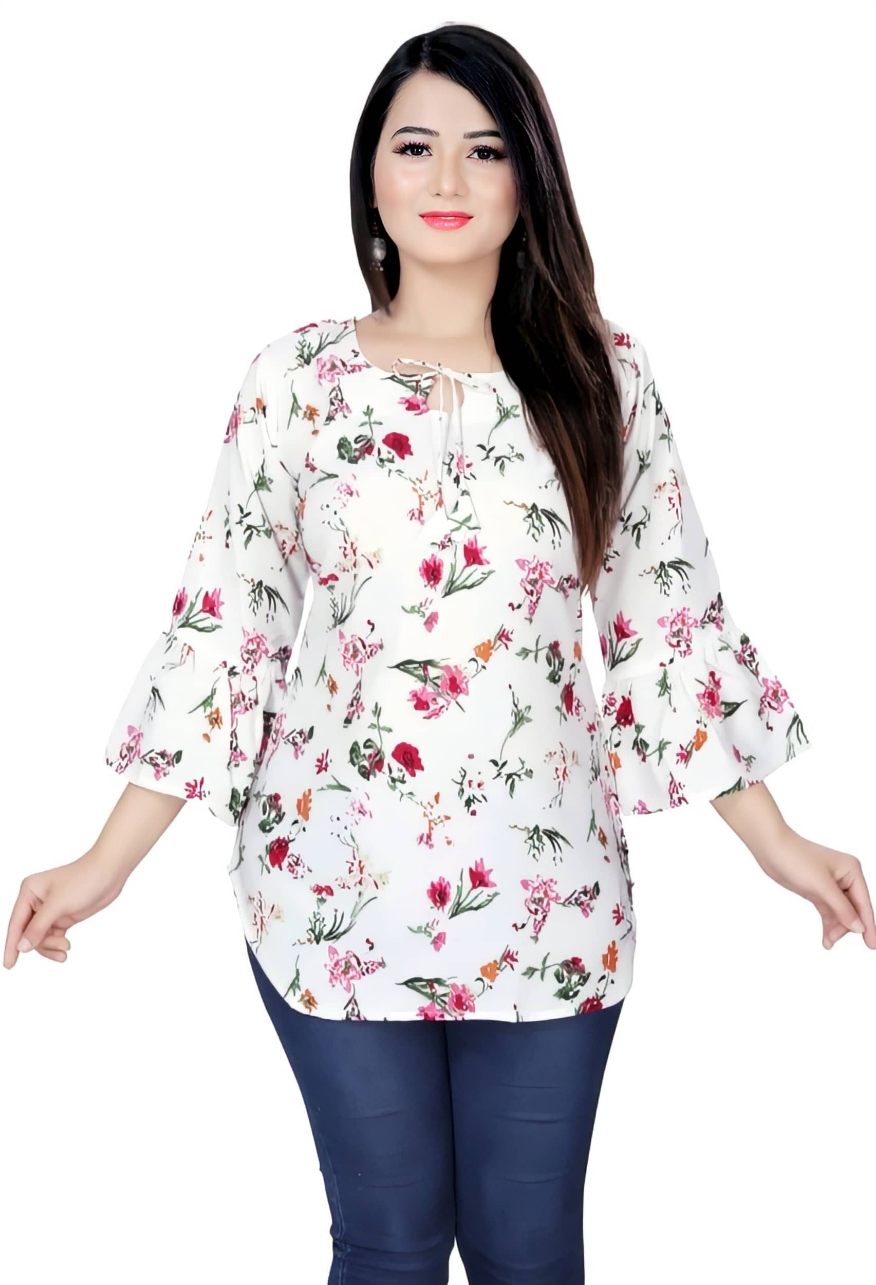 ZELZIS Women's Crepe Tunic ( Off White )