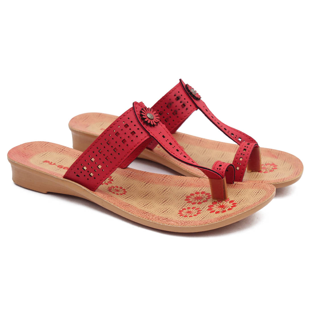     			ASIAN Red Women's Leather Slipper