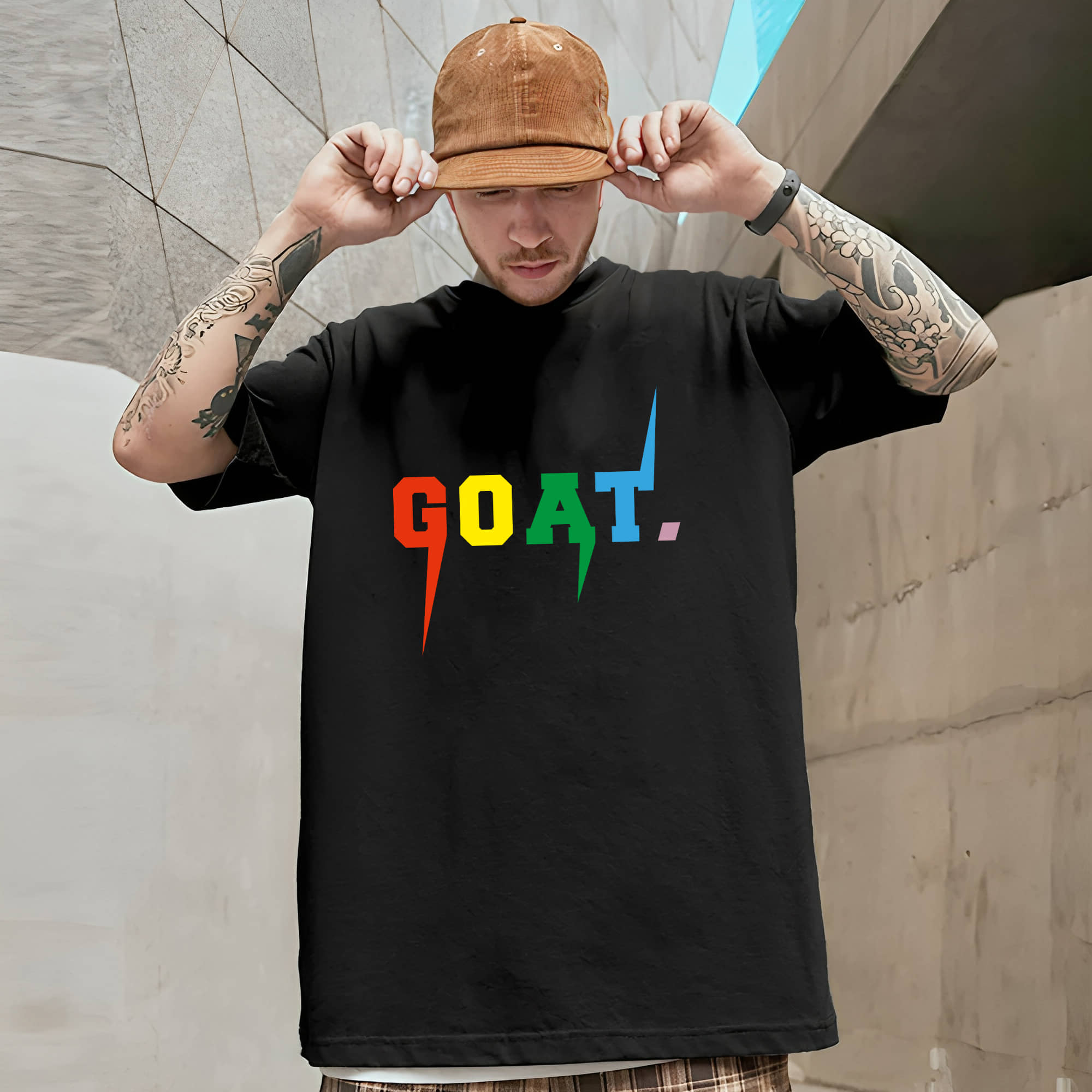 BENNY BROOKS Cotton Blend Oversized Fit Printed Half Sleeves Men's Round T-Shirt - Multicolor2 ( Pack of 1 )
