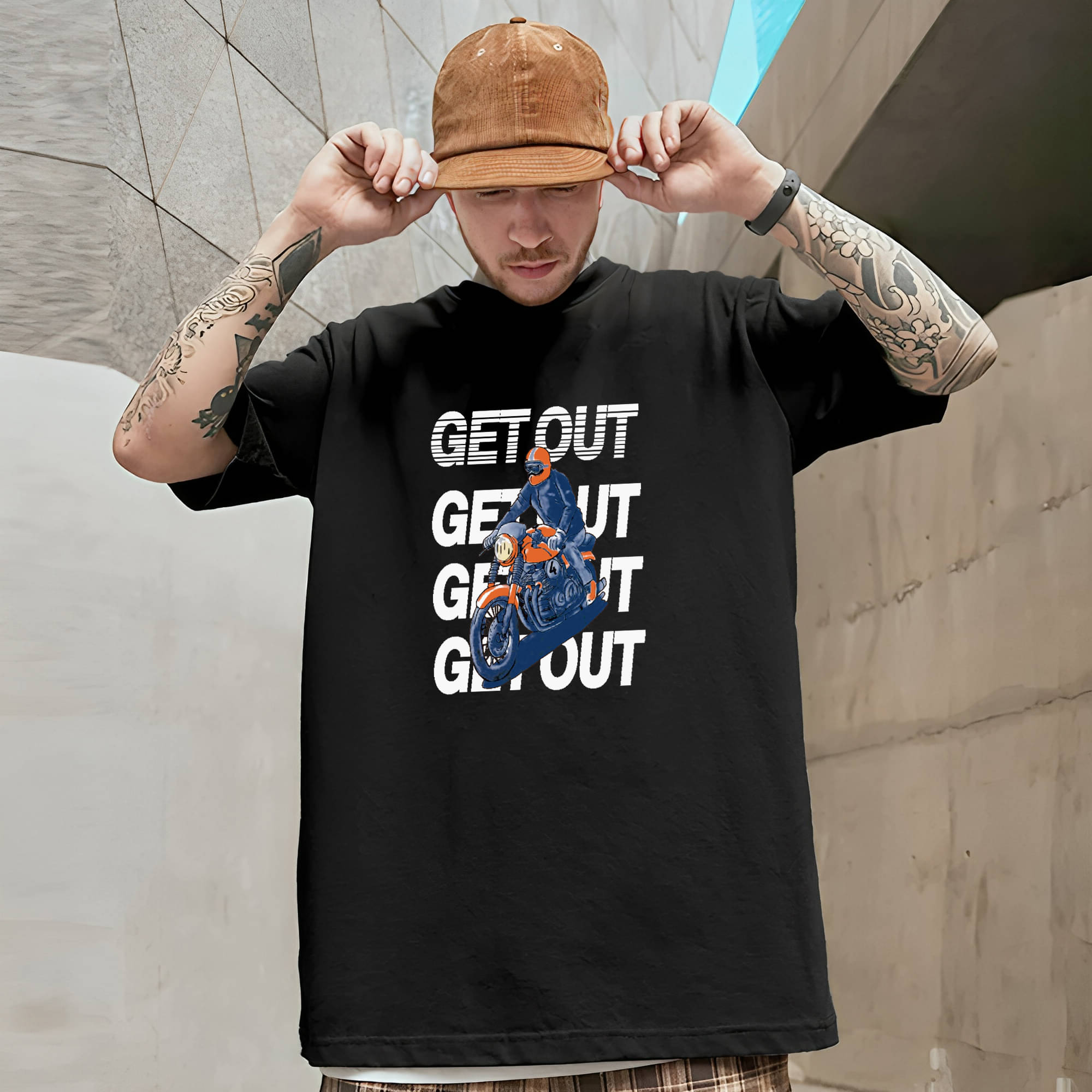     			BENNY BROOKS Cotton Blend Oversized Fit Printed Half Sleeves Men's Round T-Shirt - Multicolor1 ( Pack of 1 )