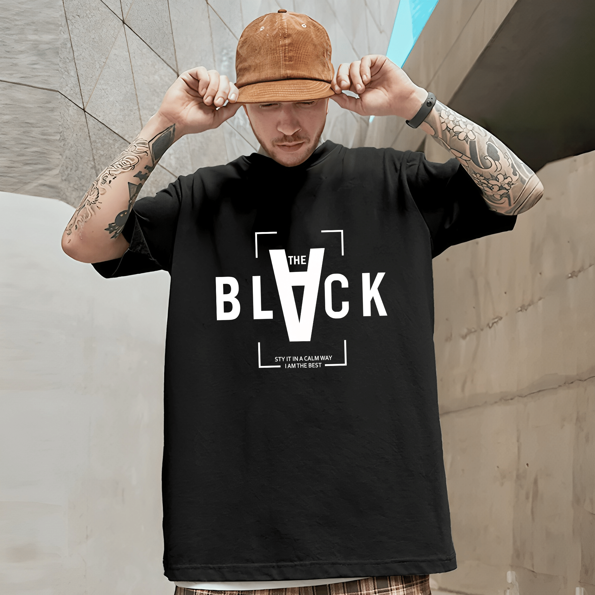     			BENNY BROOKS Cotton Blend Oversized Fit Printed Half Sleeves Men's Round T-Shirt - Multicolor1 ( Pack of 1 )