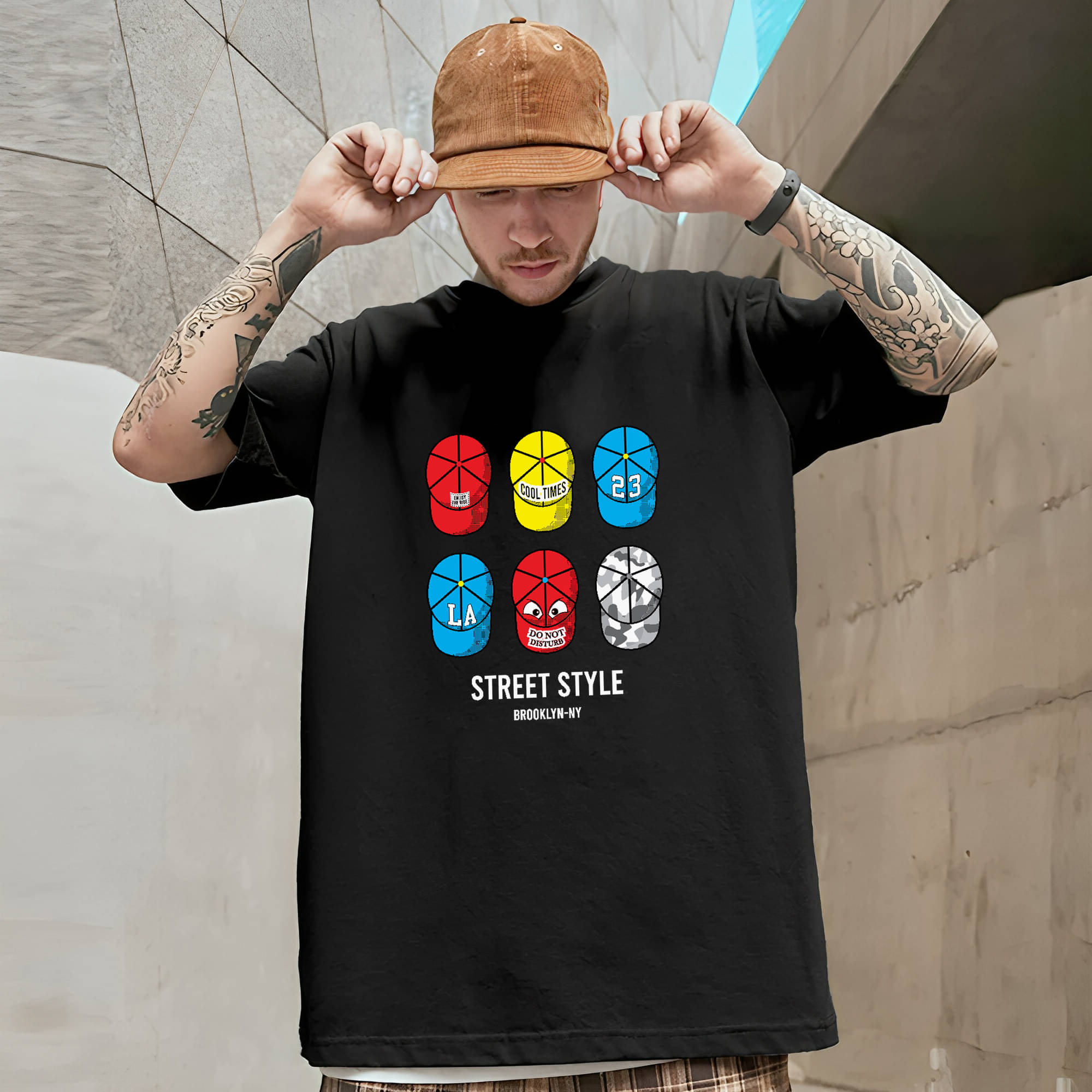     			BENNY BROOKS Cotton Blend Oversized Fit Printed Half Sleeves Men's Round T-Shirt - Multicolor11 ( Pack of 1 )