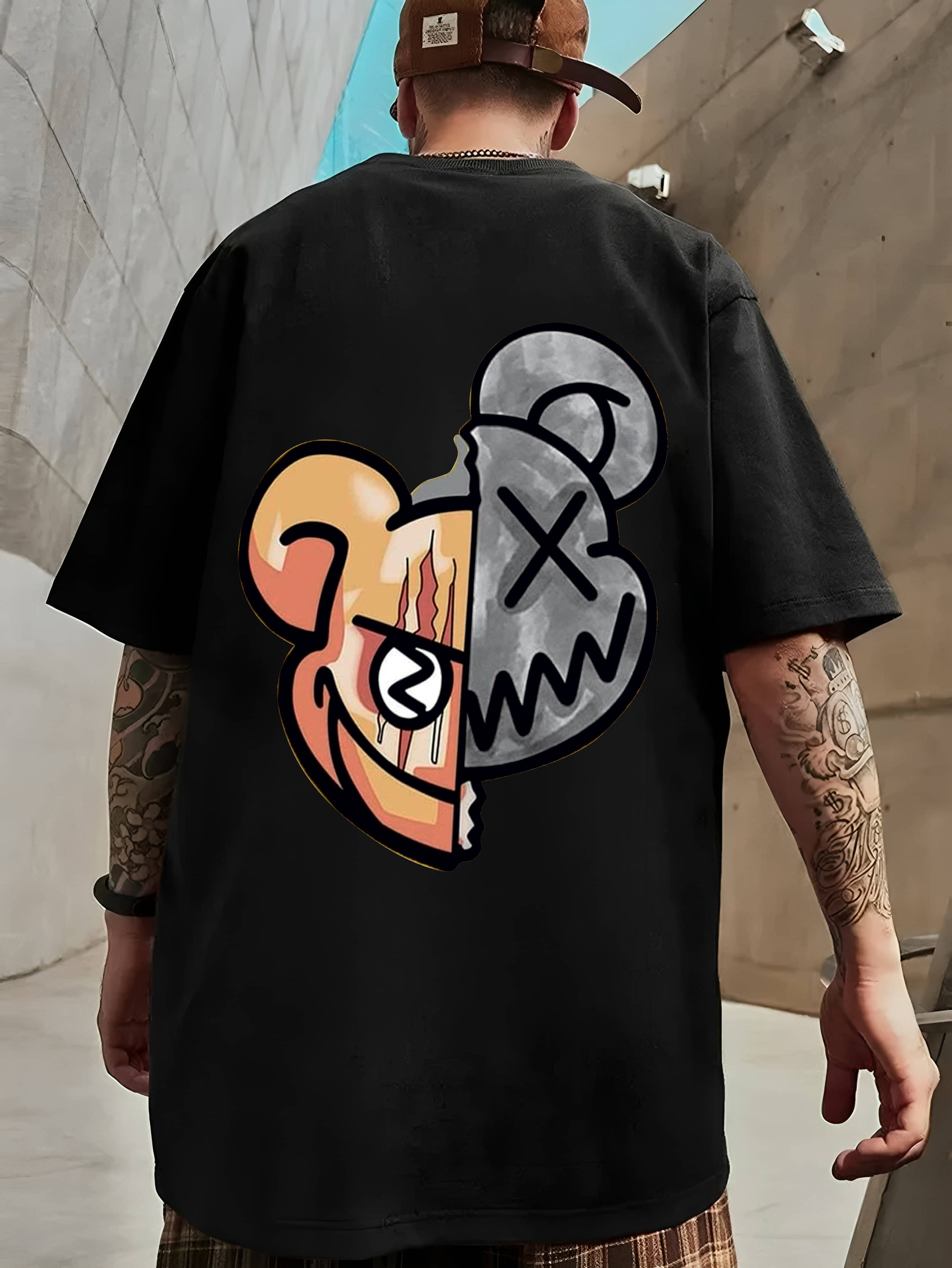 BENNY BROOKS Cotton Blend Oversized Fit Printed Half Sleeves Men's Round T-Shirt - Multicolor2 ( Pack of 1 )     			BENNY BROOKS Cotton Blend Oversized Fit Printed Half Sleeves Men's Round T-Shirt - Multicolor2 ( Pack of 1 )