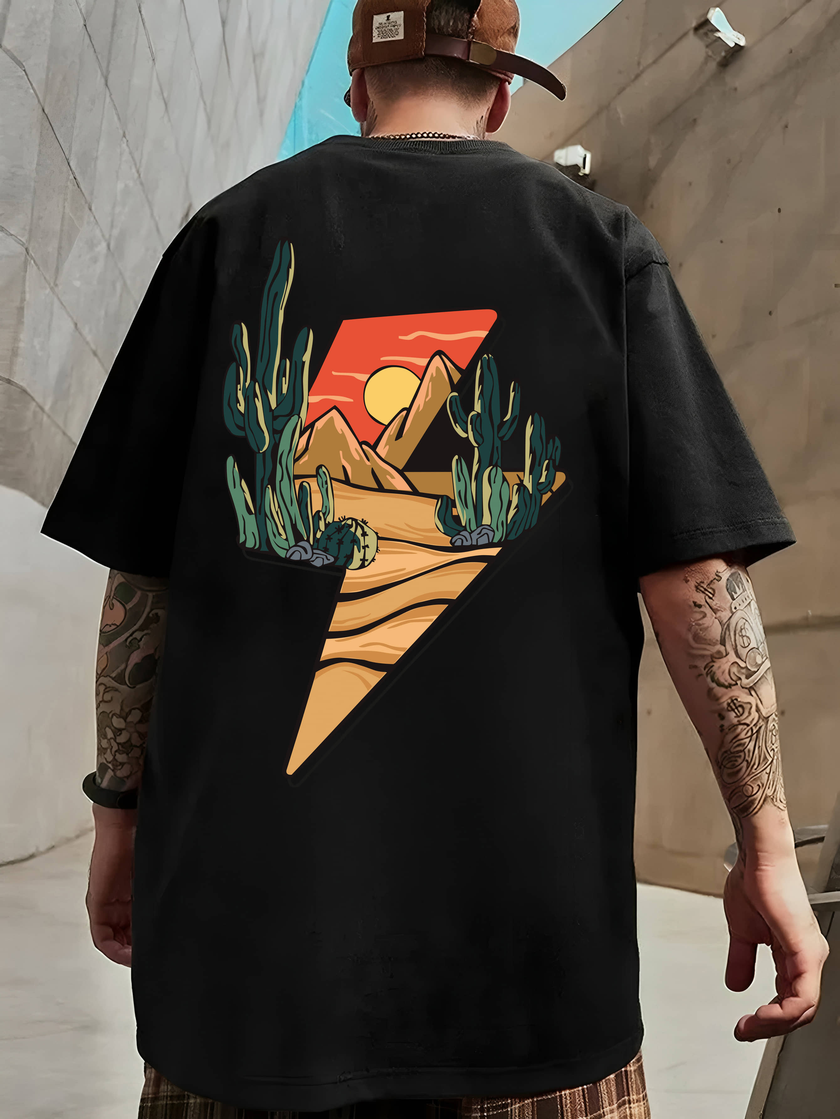 BENNY BROOKS Cotton Blend Oversized Fit Printed Half Sleeves Men's Round T-Shirt - Multicolor2 ( Pack of 1 )