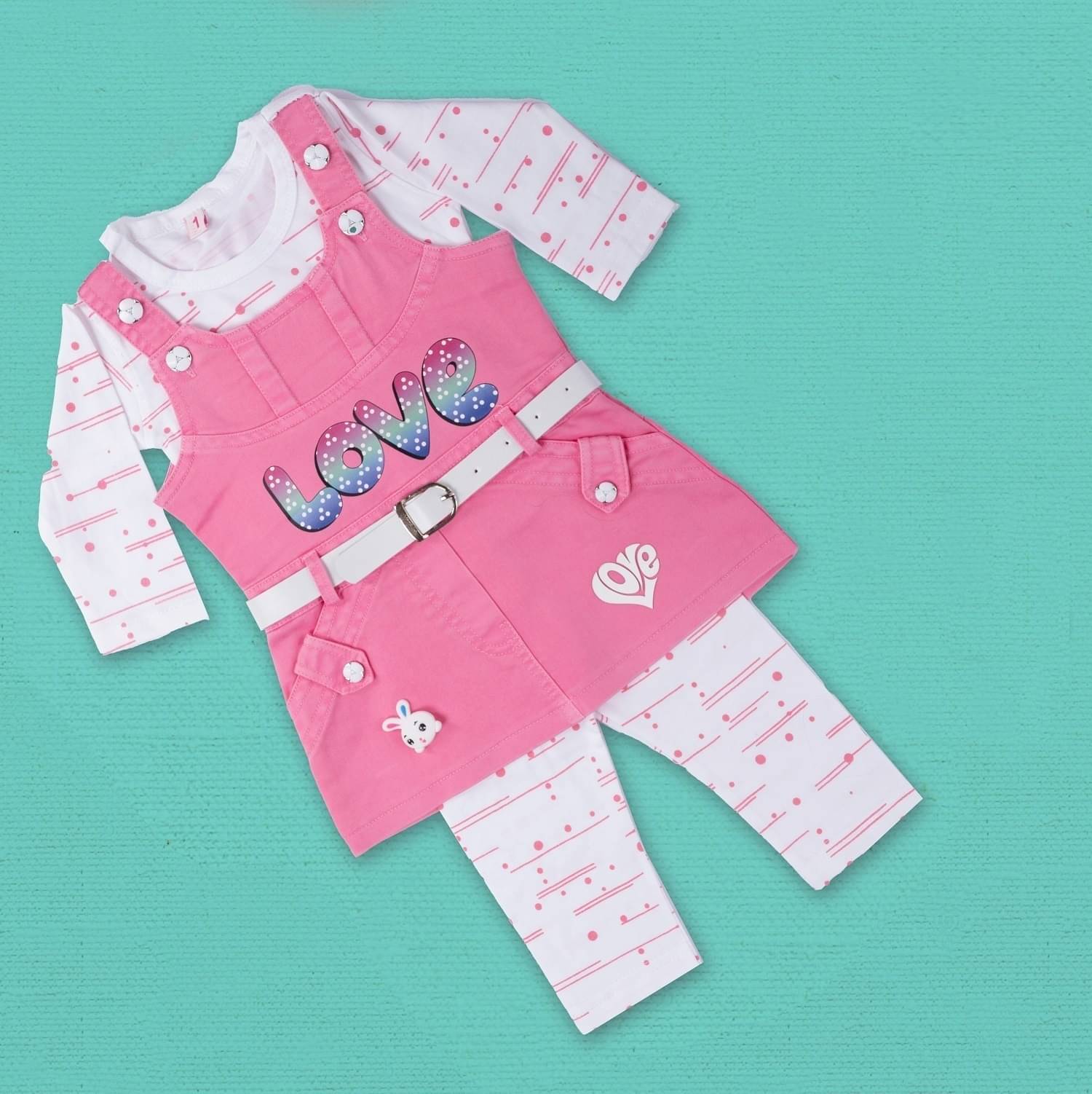     			Bublee Dublee Pack of 1 Baby Girls Cotton T-shirt & Capris ( Pink )