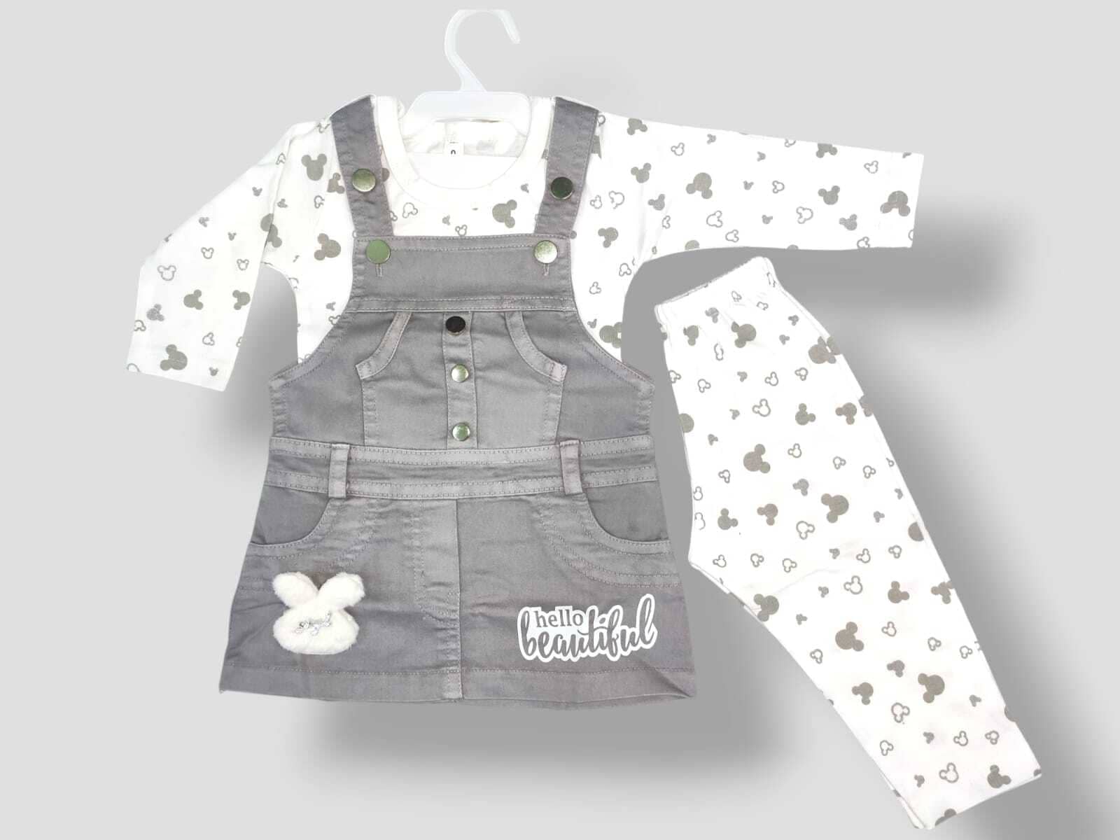 Bublee Dublee Pack of 1 Baby Girls Denim T-shirt & Capris ( Grey )
