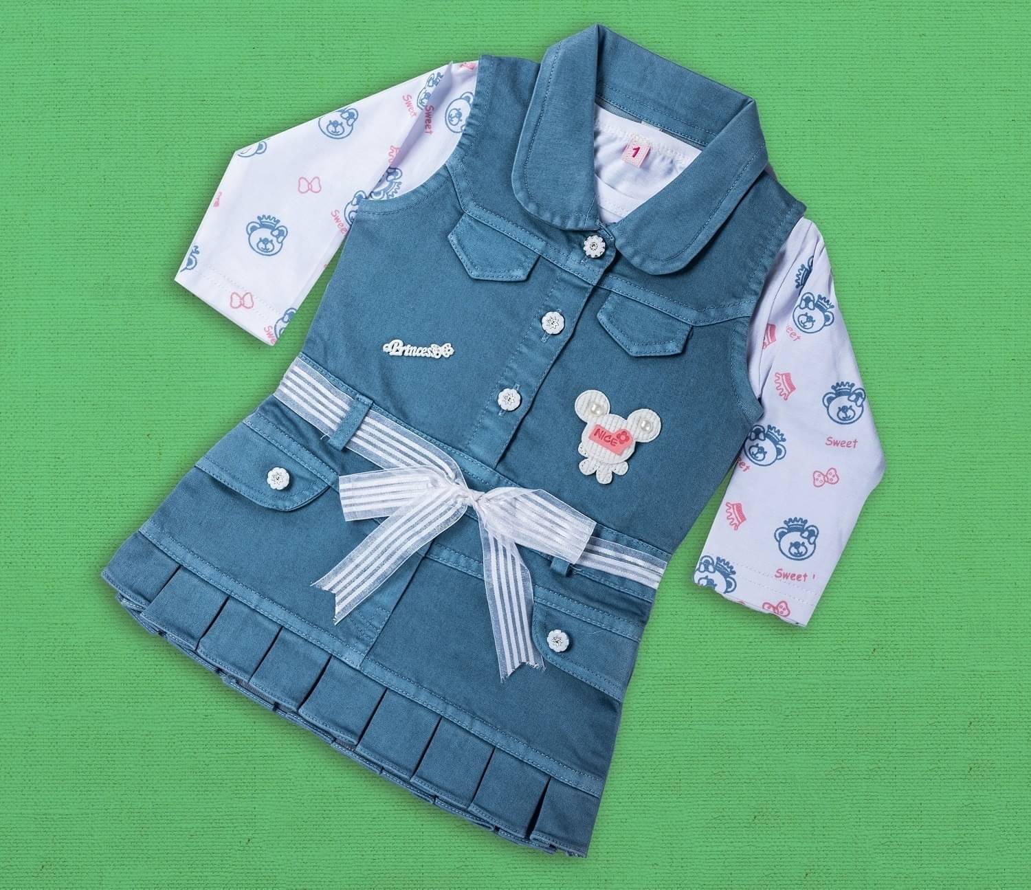     			Bublee Dublee Pack of 1 Baby Girls Cotton T-shirt & Capris ( Blue )