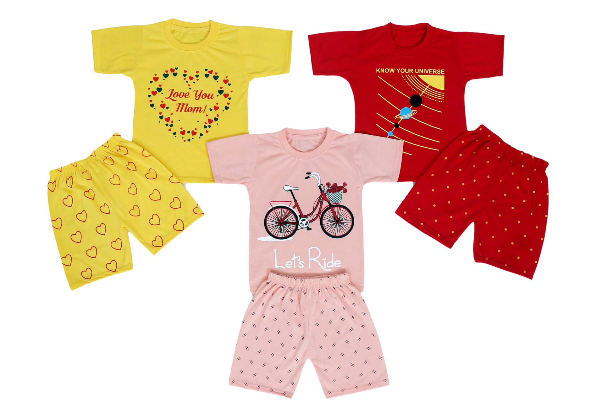 DIAMOND EXPORTER Pack of 3 Boys Satin T-Shirt & Shorts Set ( Multicolor )