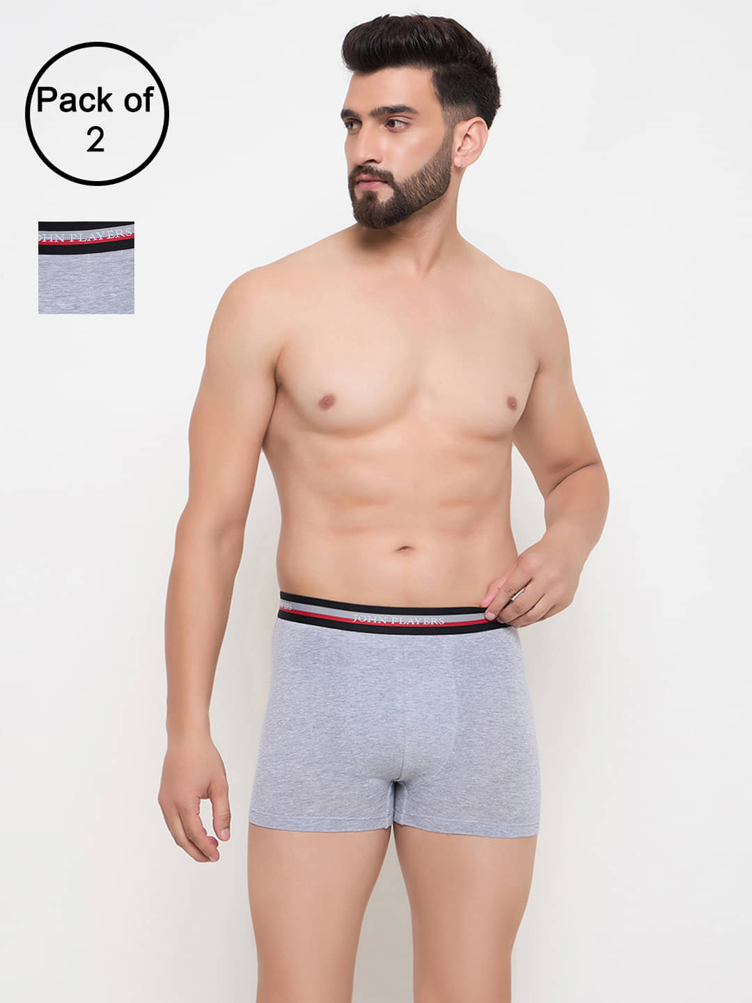     			John Players Pack of 2 Cotton Trunks For Men's ( Grey )