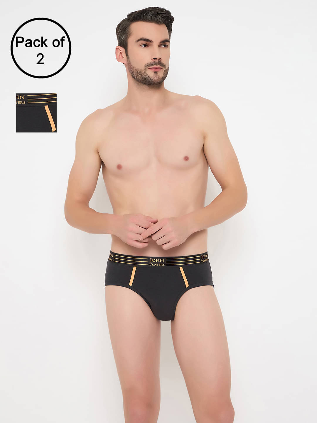     			John Players Pack of 2 Cotton Blend Briefs For Men's ( Grey )
