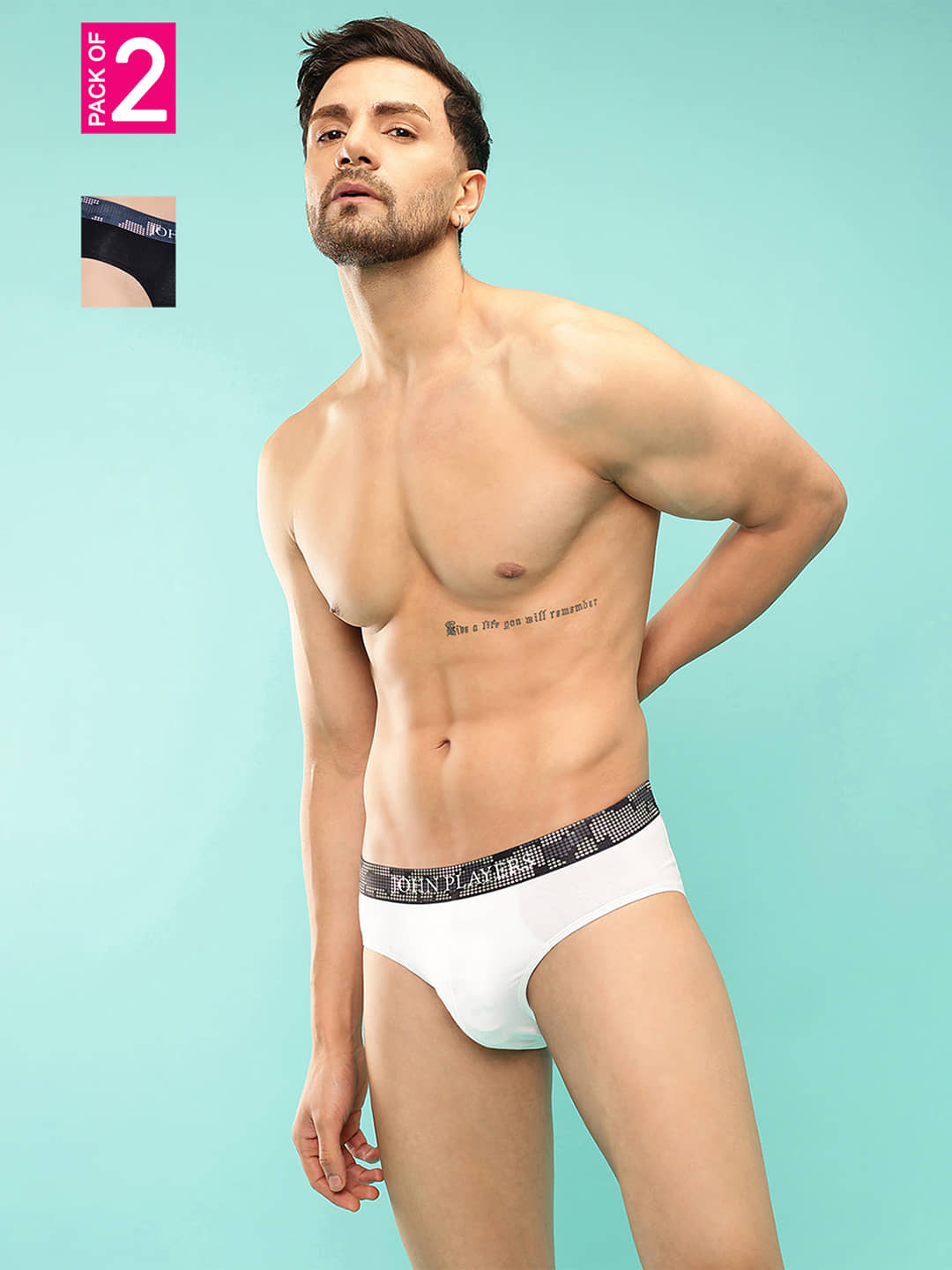John Players Pack of 2 Cotton Blend Briefs For Men's ( Multicolor )