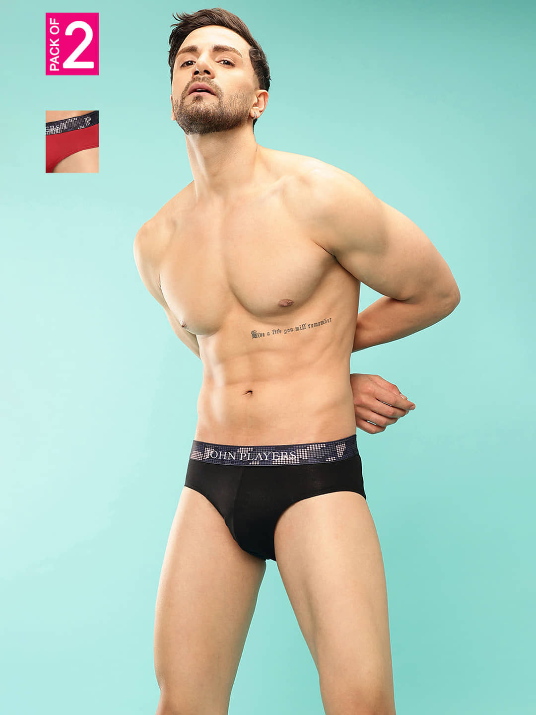 John Players Pack of 2 Cotton Blend Briefs For Men's ( Multicolor )