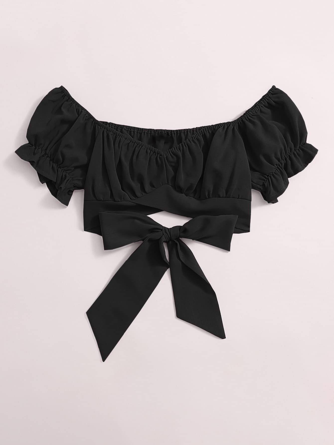 KAHARA Women's Polyester Crop Top ( Black )