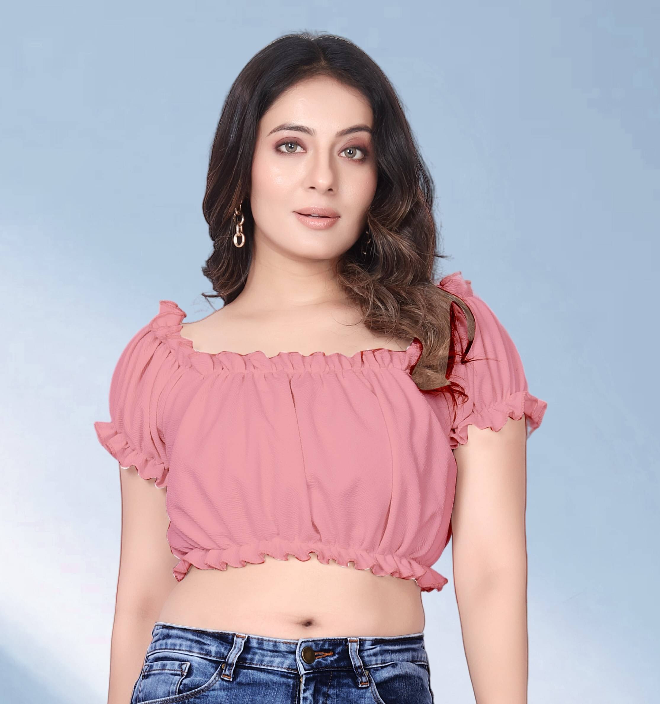     			KAHARA Women's Lycra Crop Top ( Pink )