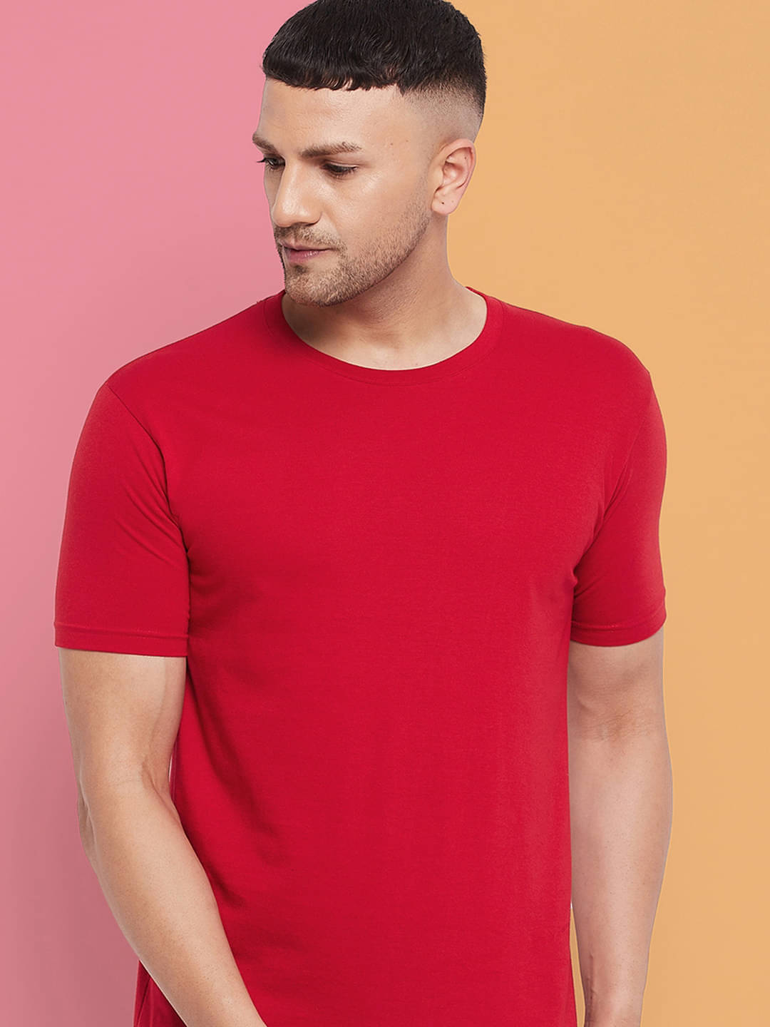    			Lycos Cotton Blend Regular Fit Solid Half Sleeves Men's Round T-Shirt - Red ( Pack of 1 )