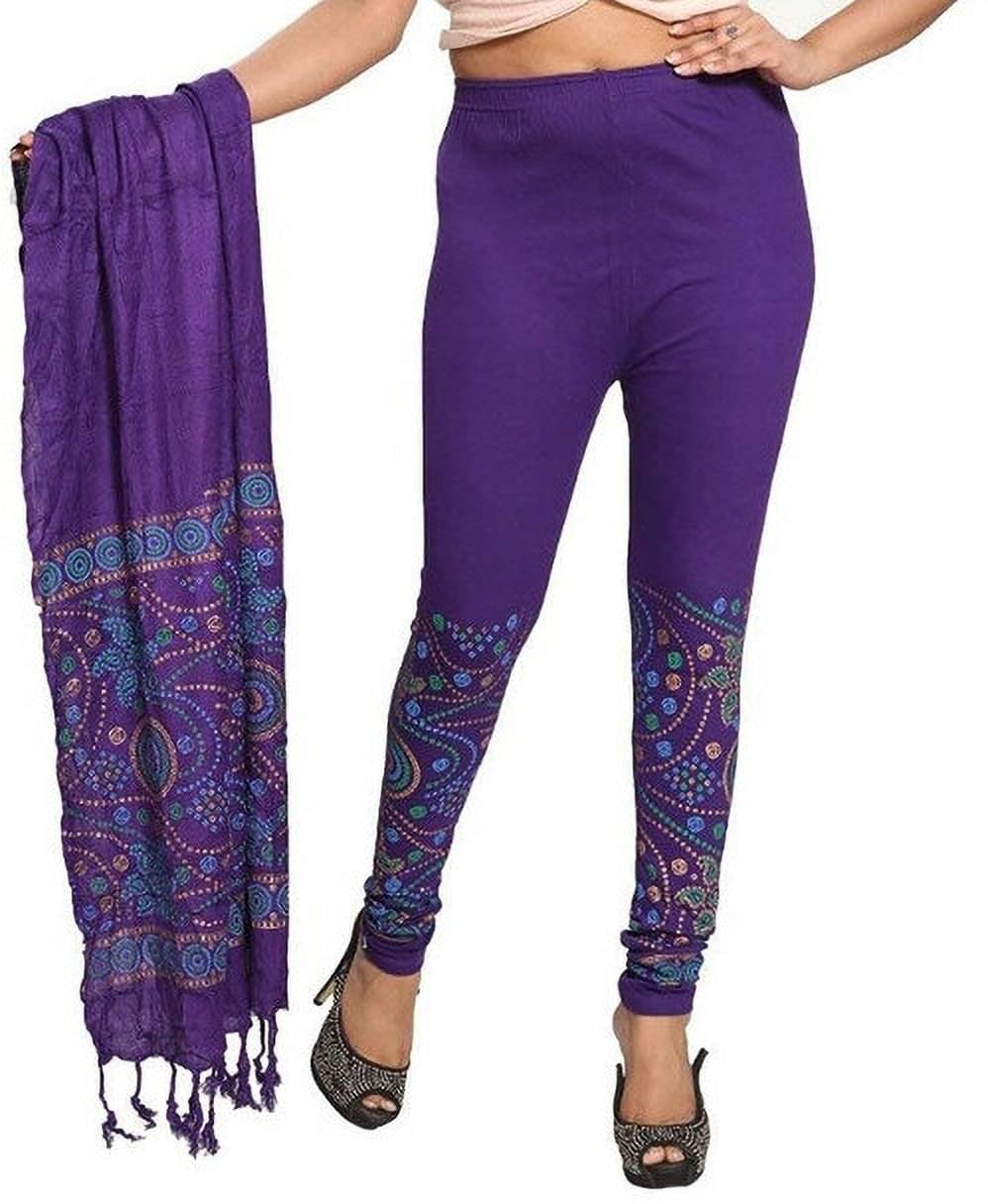     			OuterWear Pack of 1 Cotton Blend Women's Churidar With Dupatta ( Purple )