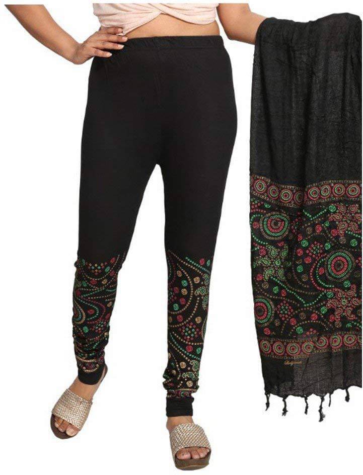     			OuterWear Pack of 1 Cotton Blend Women's Churidar With Dupatta ( Black )