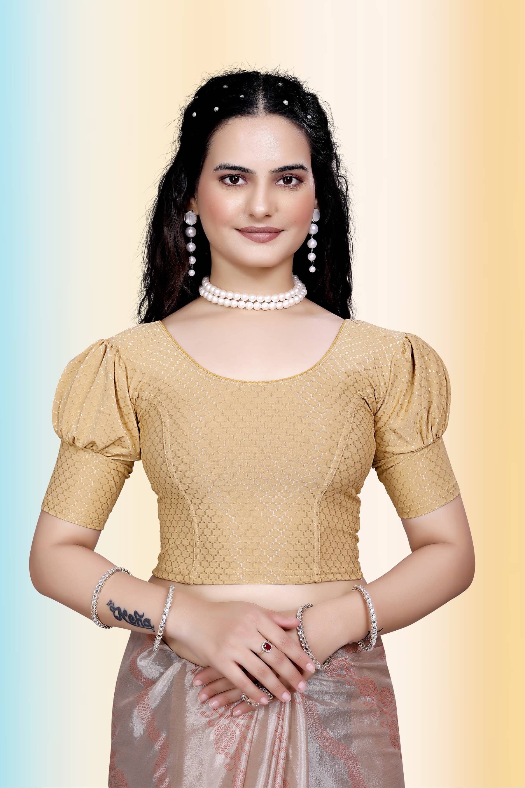     			TANISHM FEB TEX Beige Readymade without Pad Cotton Women's Blouse ( Pack of 1 )