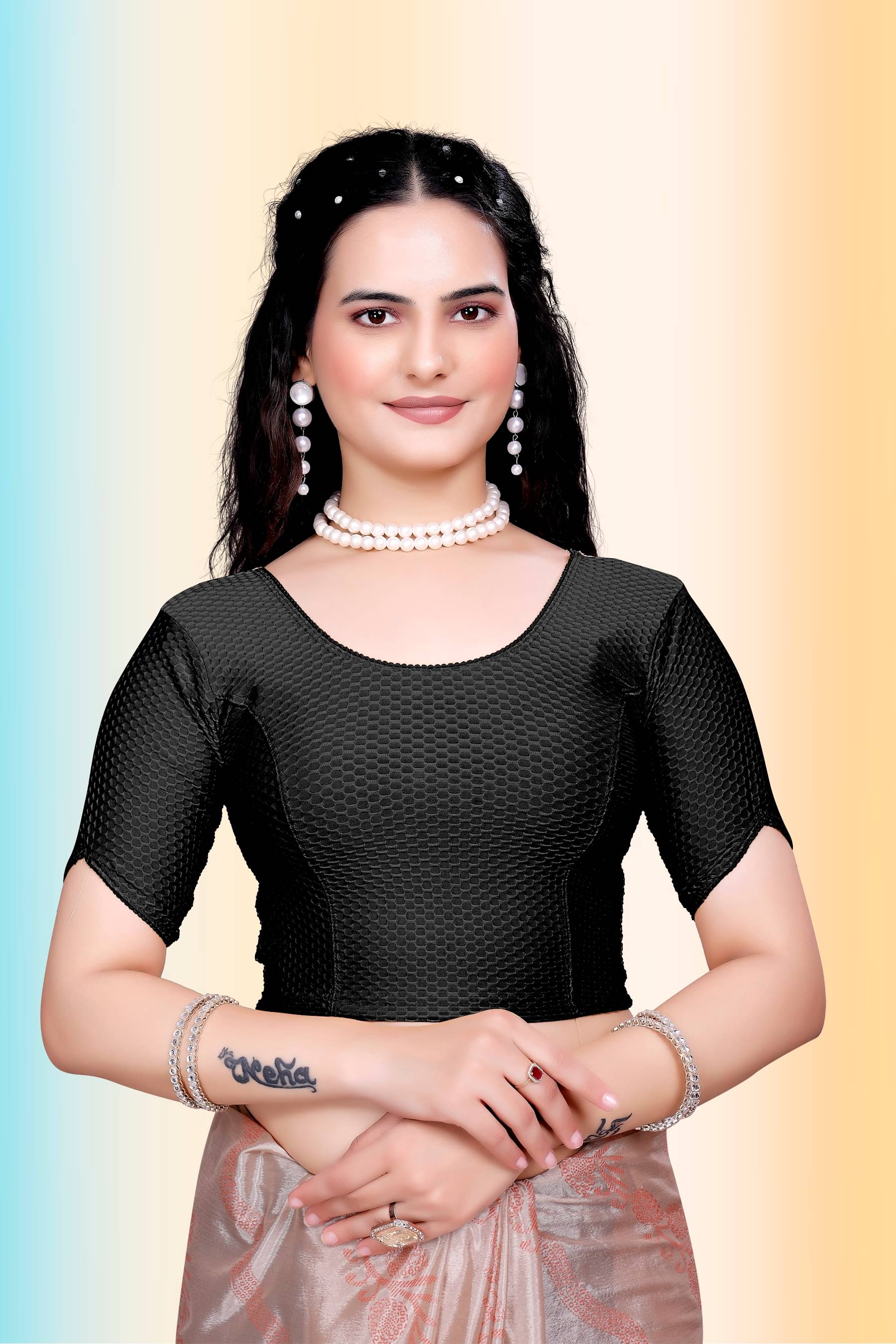     			TANISHM FEB TEX Black Readymade without Pad Cotton Women's Blouse ( Pack of 1 )