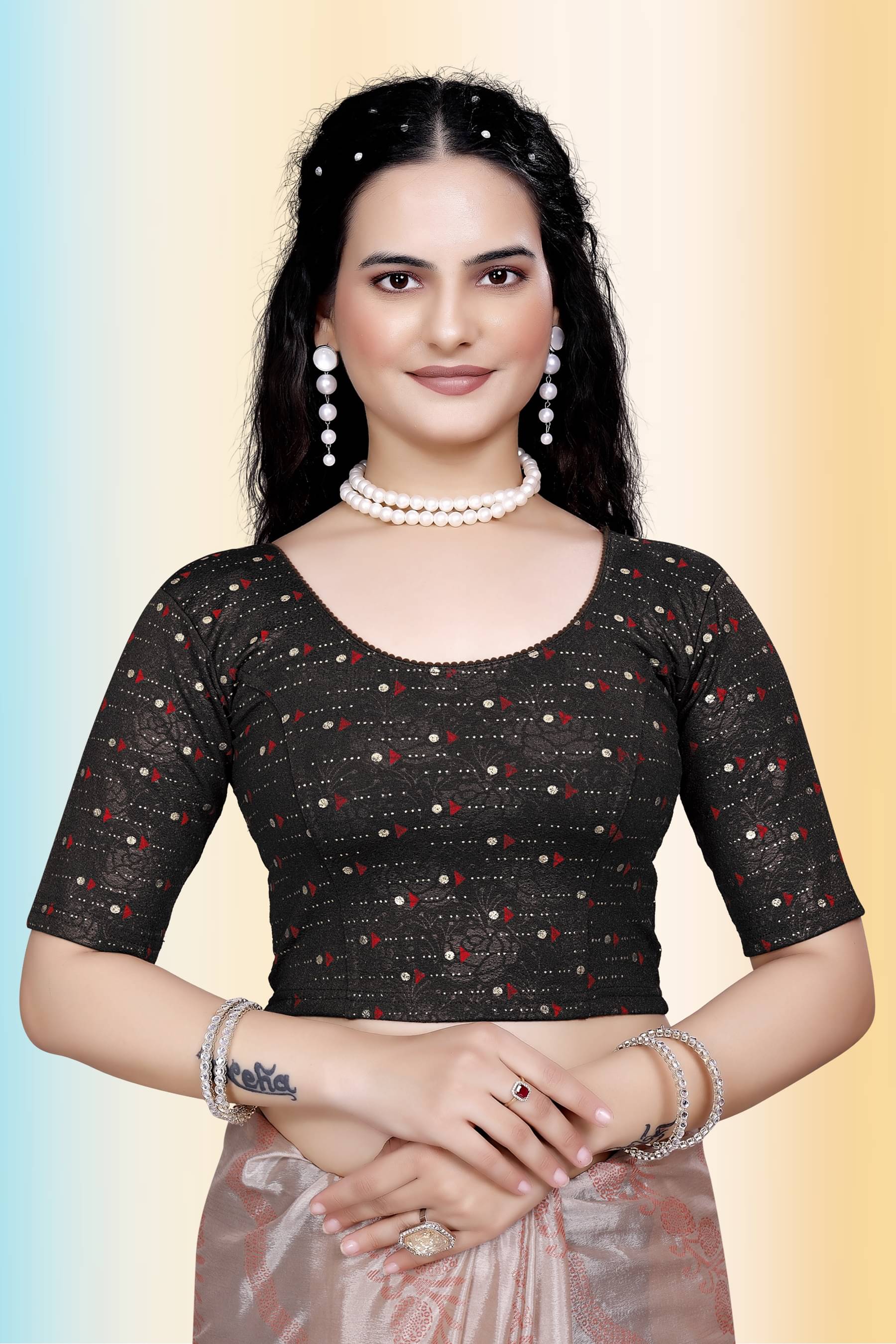     			TANISHM FEB TEX Black Readymade without Pad Cotton Women's Blouse ( Pack of 1 )