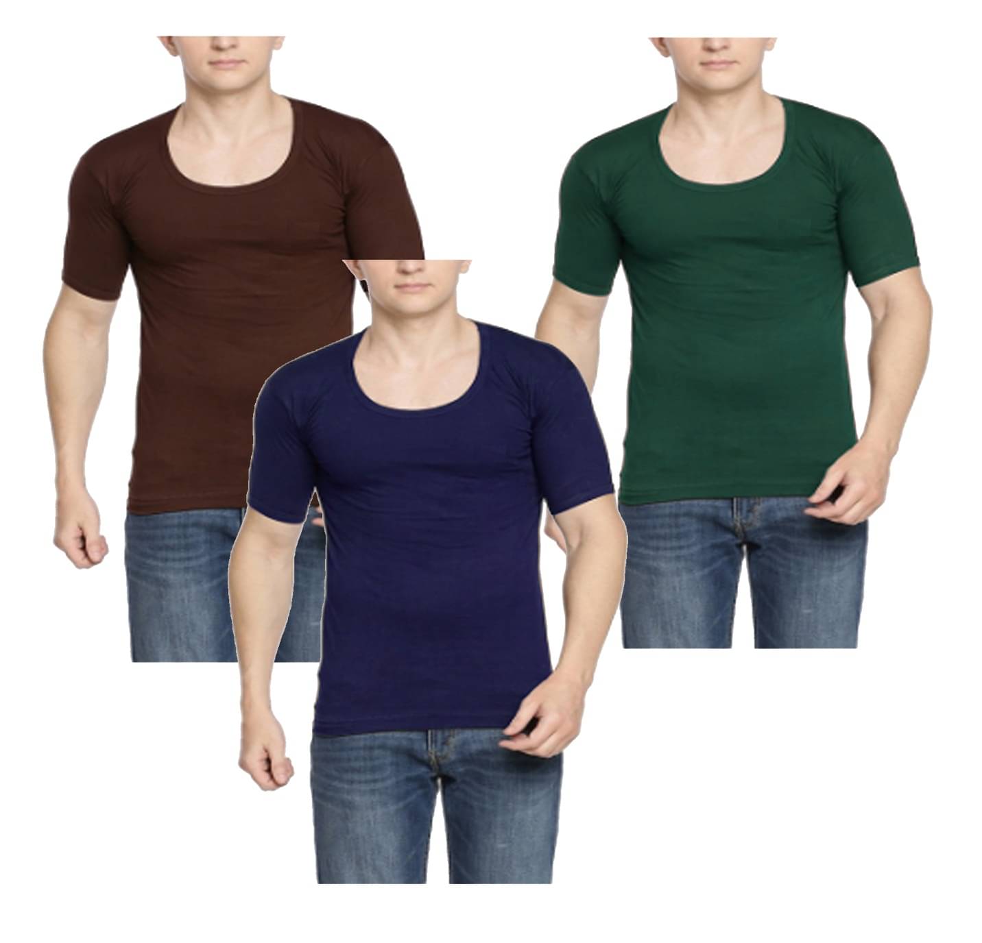 VEE SAA Pack of 3 Cotton Basic Vest For Men ( Multicolor ) VEE SAA Pack of 3 Cotton Basic Vest For Men ( Multicolor )