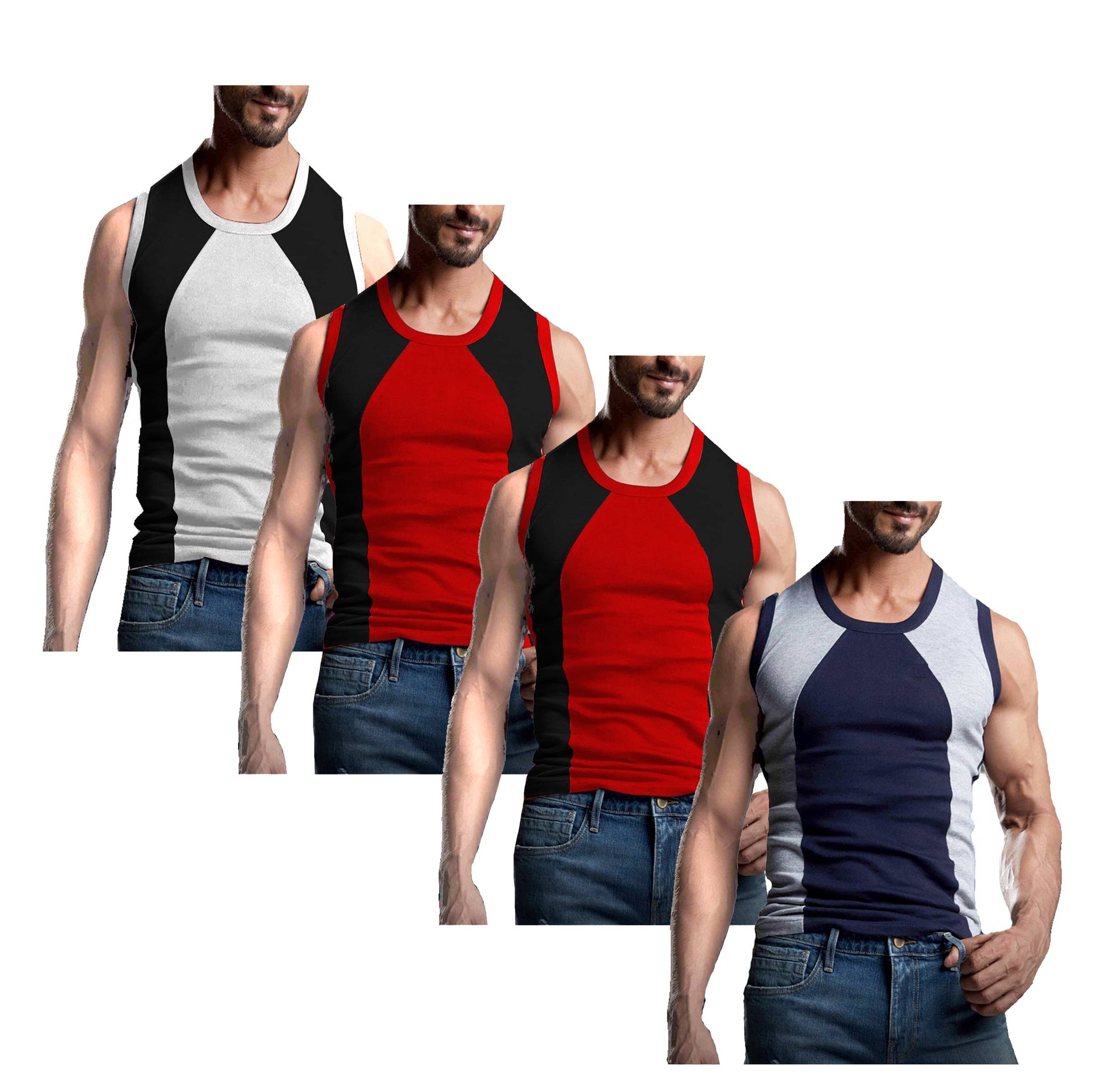 VEE SAA Pack of 4 Cotton Gym Vest For Men ( Multicolor ) VEE SAA Pack of 4 Cotton Gym Vest For Men ( Multicolor )
