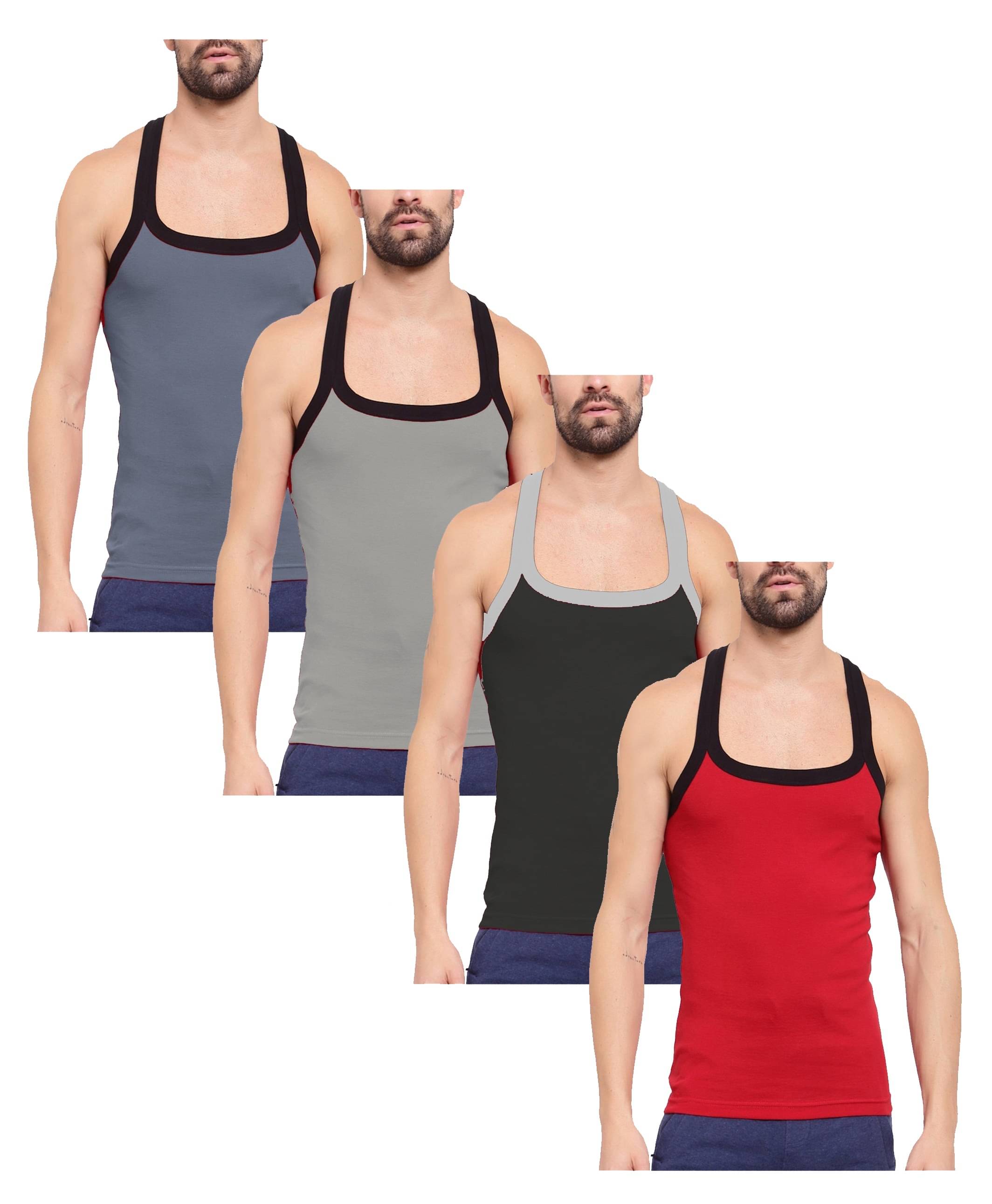 VEE SAA Pack of 4 Cotton Gym Vest For Men ( Multicolor ) VEE SAA Pack of 4 Cotton Gym Vest For Men ( Multicolor )