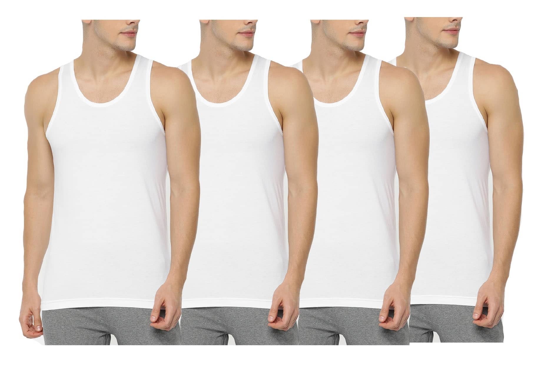 VEE SAA Pack of 4 Cotton Basic Vest For Men ( White ) - Nightwear & Loungewear | Buy online on ZillyBuy