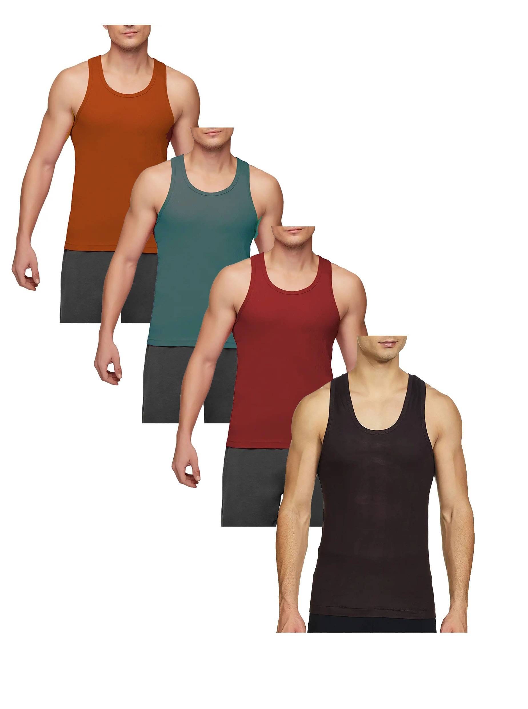 VEE SAA Pack of 4 Cotton Basic Vest For Men ( Multicolor ) VEE SAA Pack of 4 Cotton Basic Vest For Men ( Multicolor )