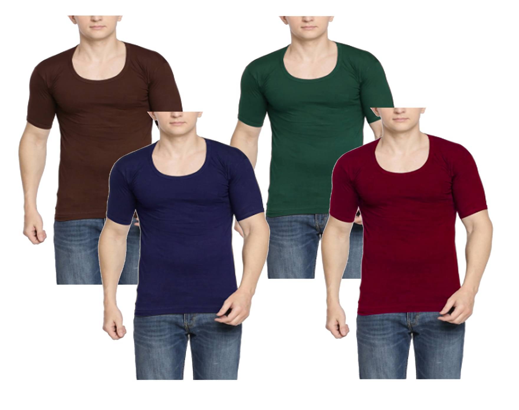 VEE SAA Pack of 4 Cotton Basic Vest For Men ( Multicolor ) VEE SAA Pack of 4 Cotton Basic Vest For Men ( Multicolor )