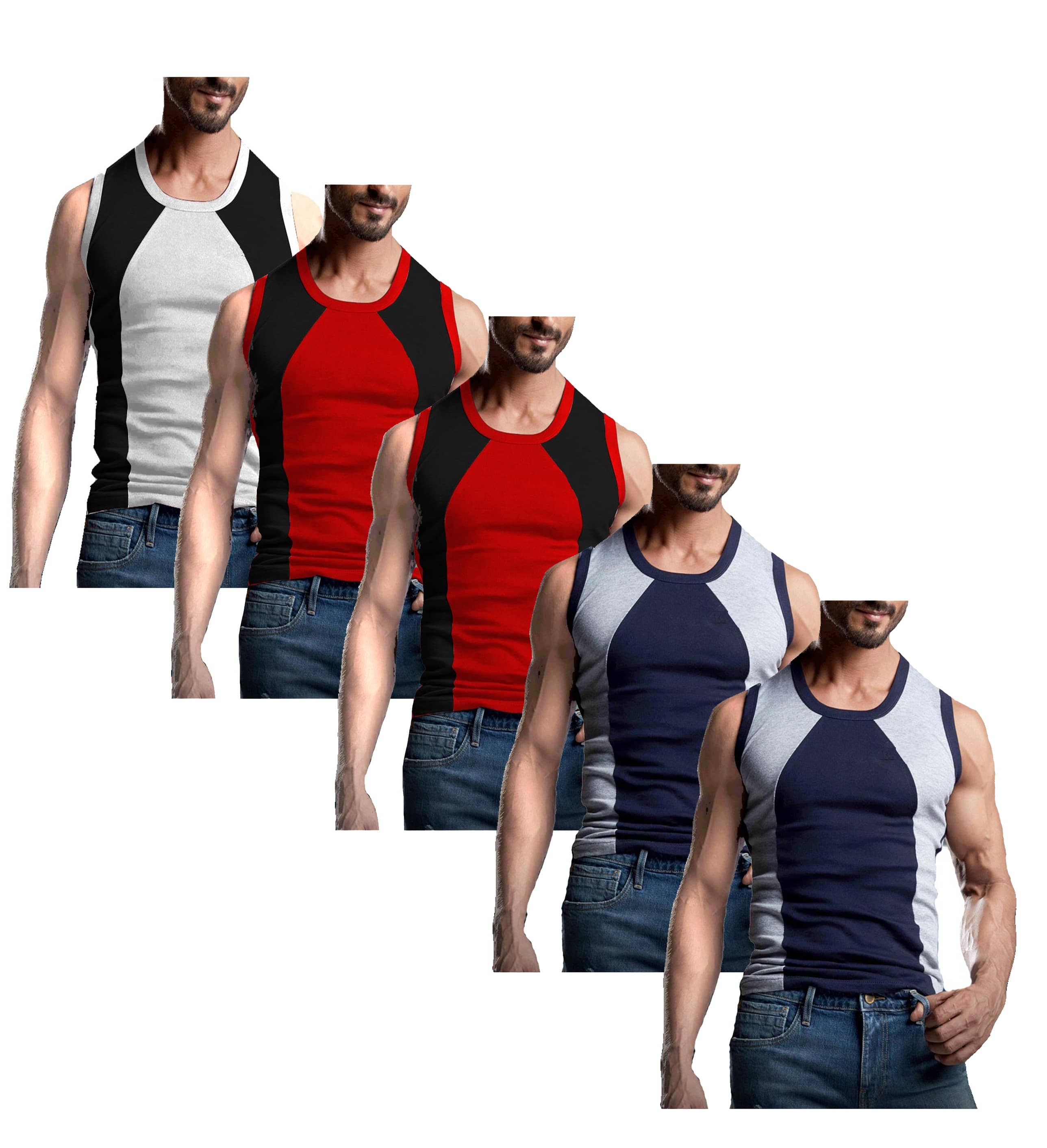 VEE SAA Pack of 5 Cotton Gym Vest For Men ( Multicolor ) - Nightwear & Loungewear | Buy online on ZillyBuy