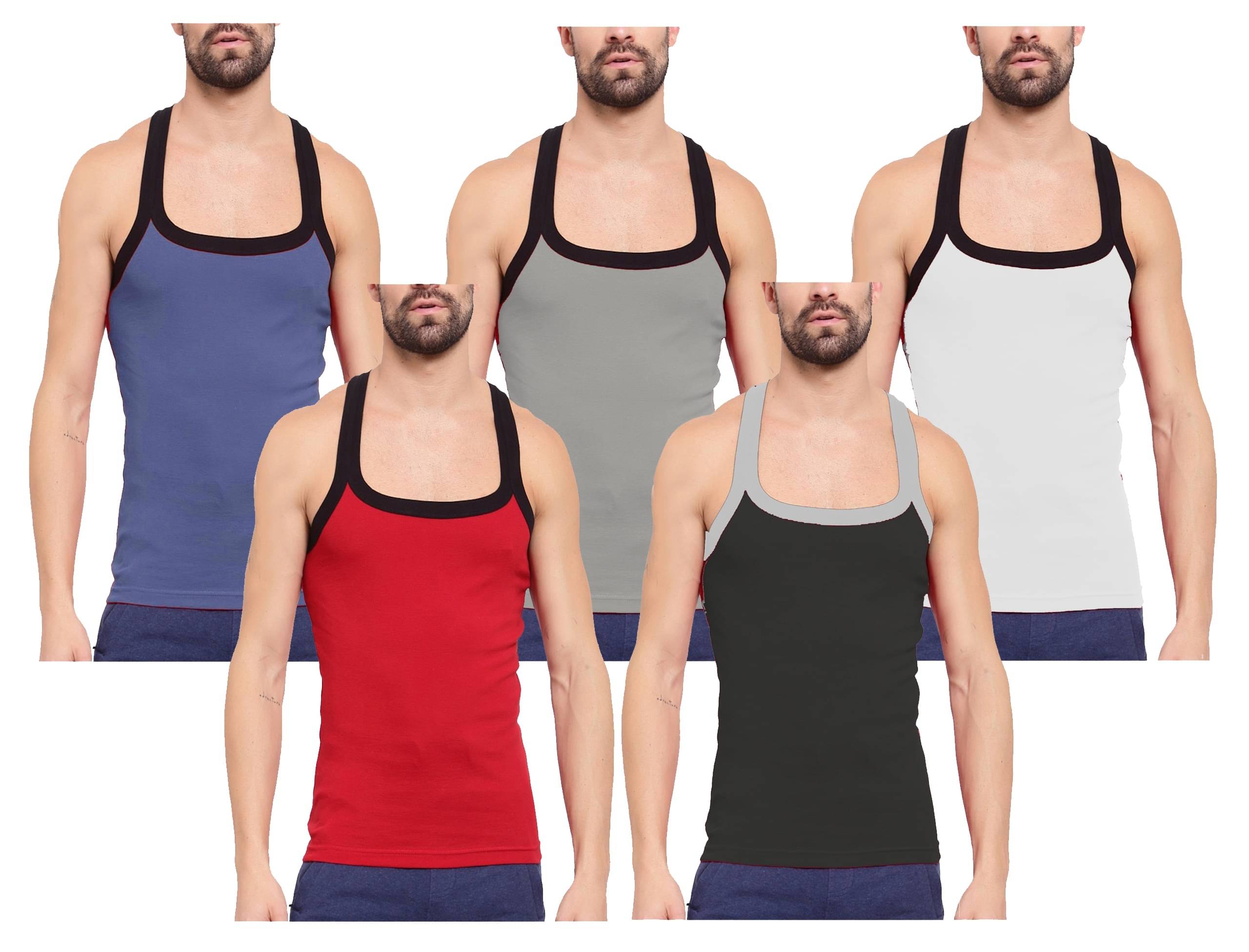     			VEE SAA Pack of 5 Cotton Gym Vest For Men ( Multicolor )