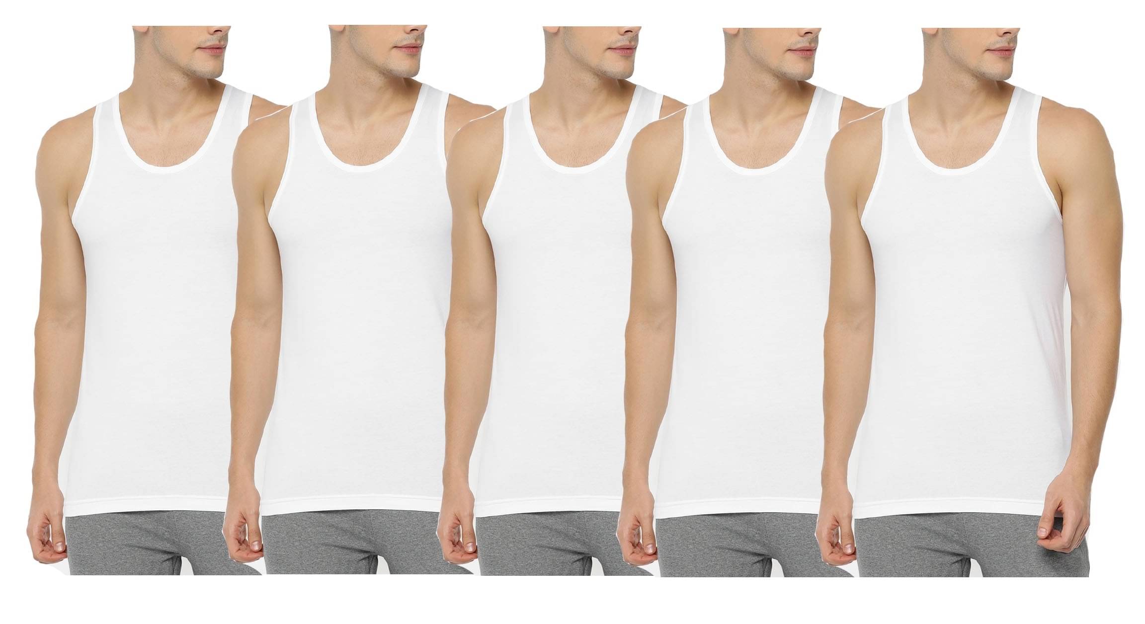VEE SAA Pack of 5 Cotton Basic Vest For Men ( White ) VEE SAA Pack of 5 Cotton Basic Vest For Men ( White )