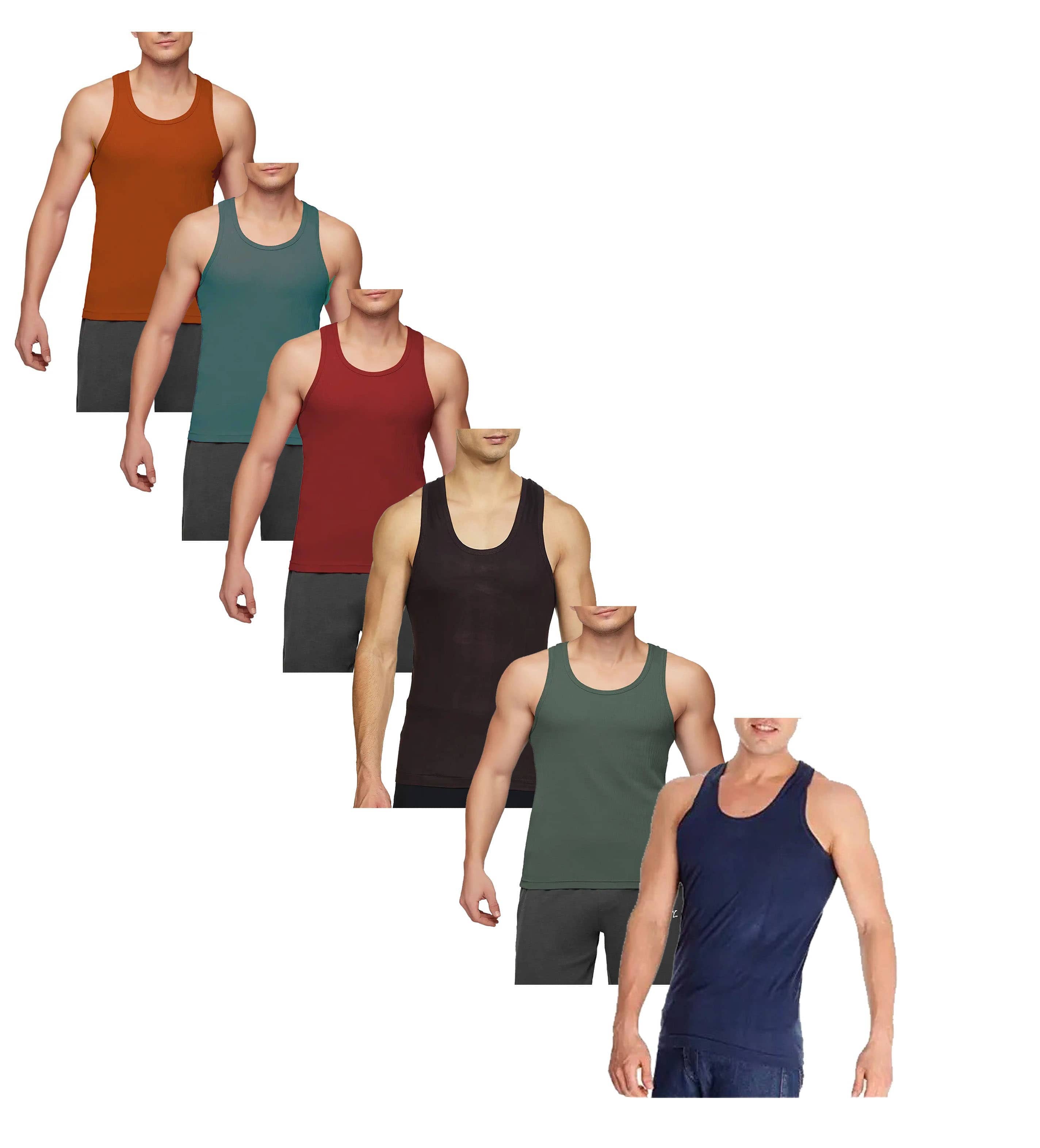 VEE SAA Pack of 6 Cotton Basic Vest For Men ( Multicolor ) - Nightwear & Loungewear | Buy online on ZillyBuy