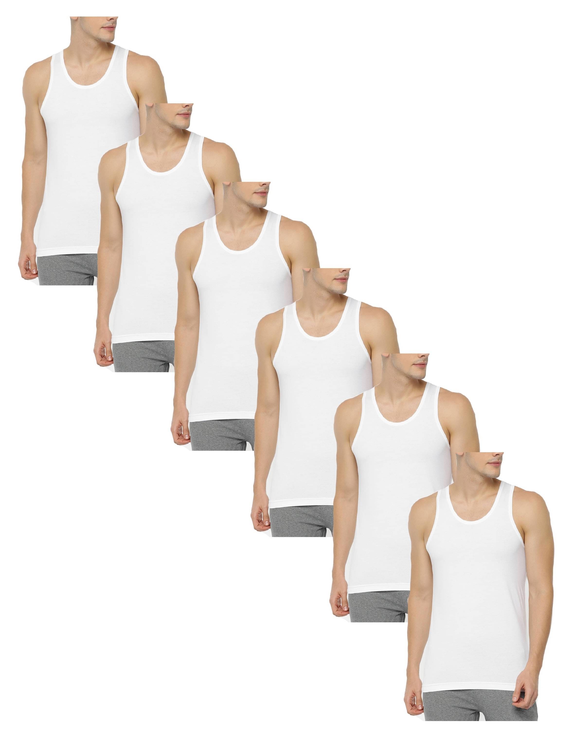 VEE SAA Pack of 6 Cotton Basic Vest For Men ( White ) VEE SAA Pack of 6 Cotton Basic Vest For Men ( White )