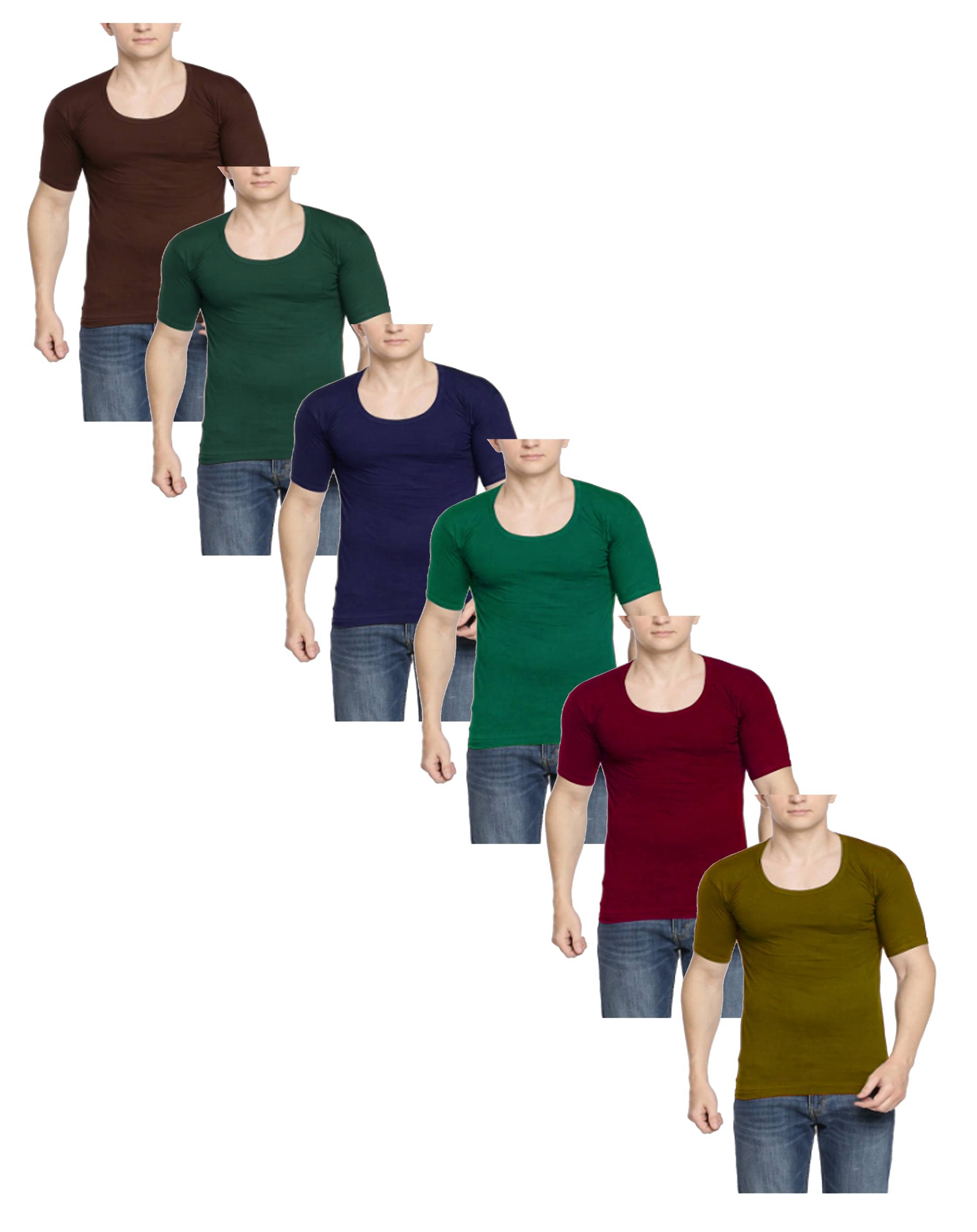VEE SAA Pack of 6 Cotton Basic Vest For Men ( Multicolor ) VEE SAA Pack of 6 Cotton Basic Vest For Men ( Multicolor )