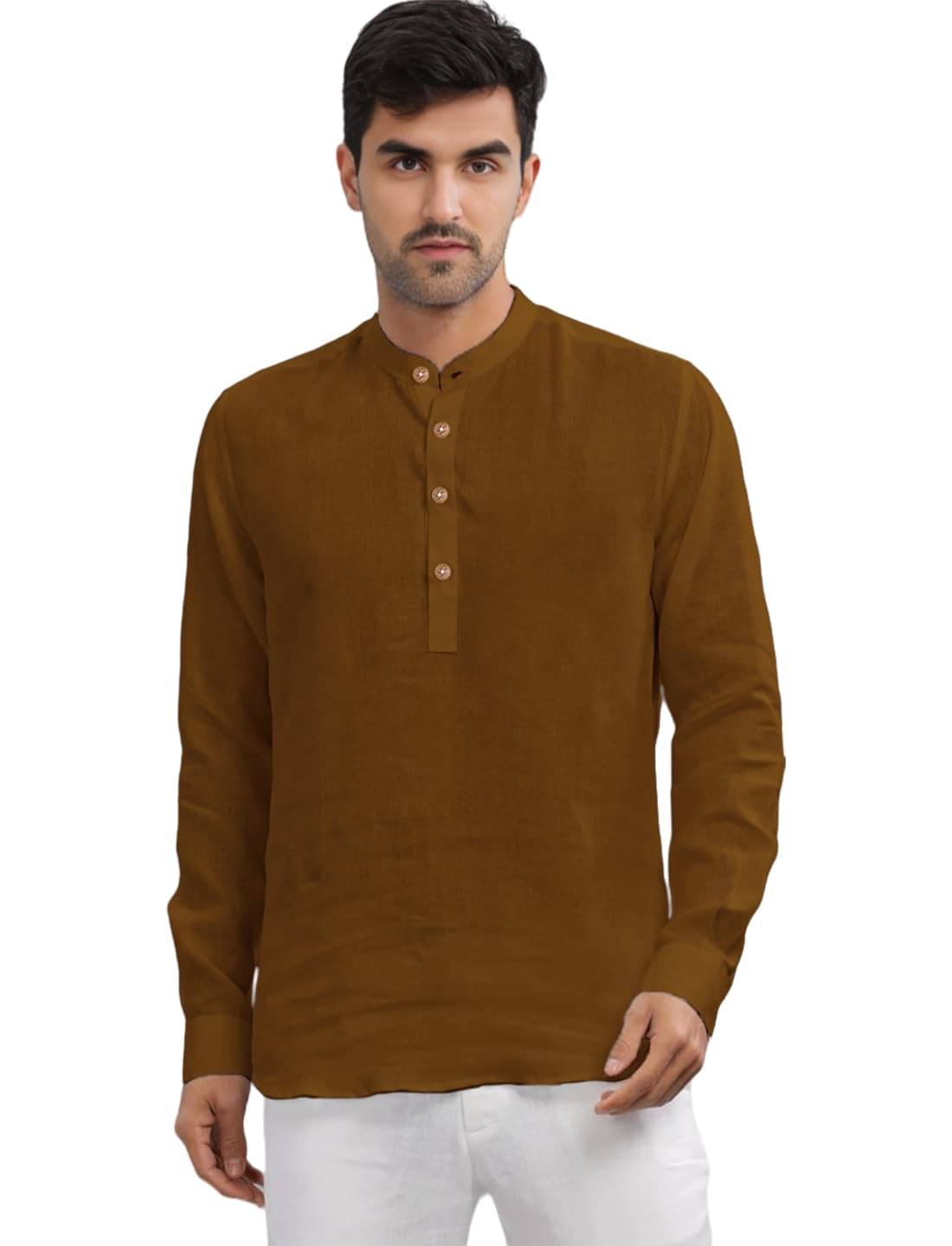 Vida Loca Brown Cotton Men's Shirt Style Kurta ( Pack of 1 ) Vida Loca Brown Cotton Men's Shirt Style Kurta ( Pack of 1 )