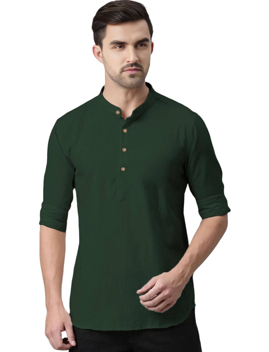 Vida Loca Green Cotton Men's Shirt Style Kurta ( Pack of 1 ) Vida Loca Green Cotton Men's Shirt Style Kurta ( Pack of 1 )