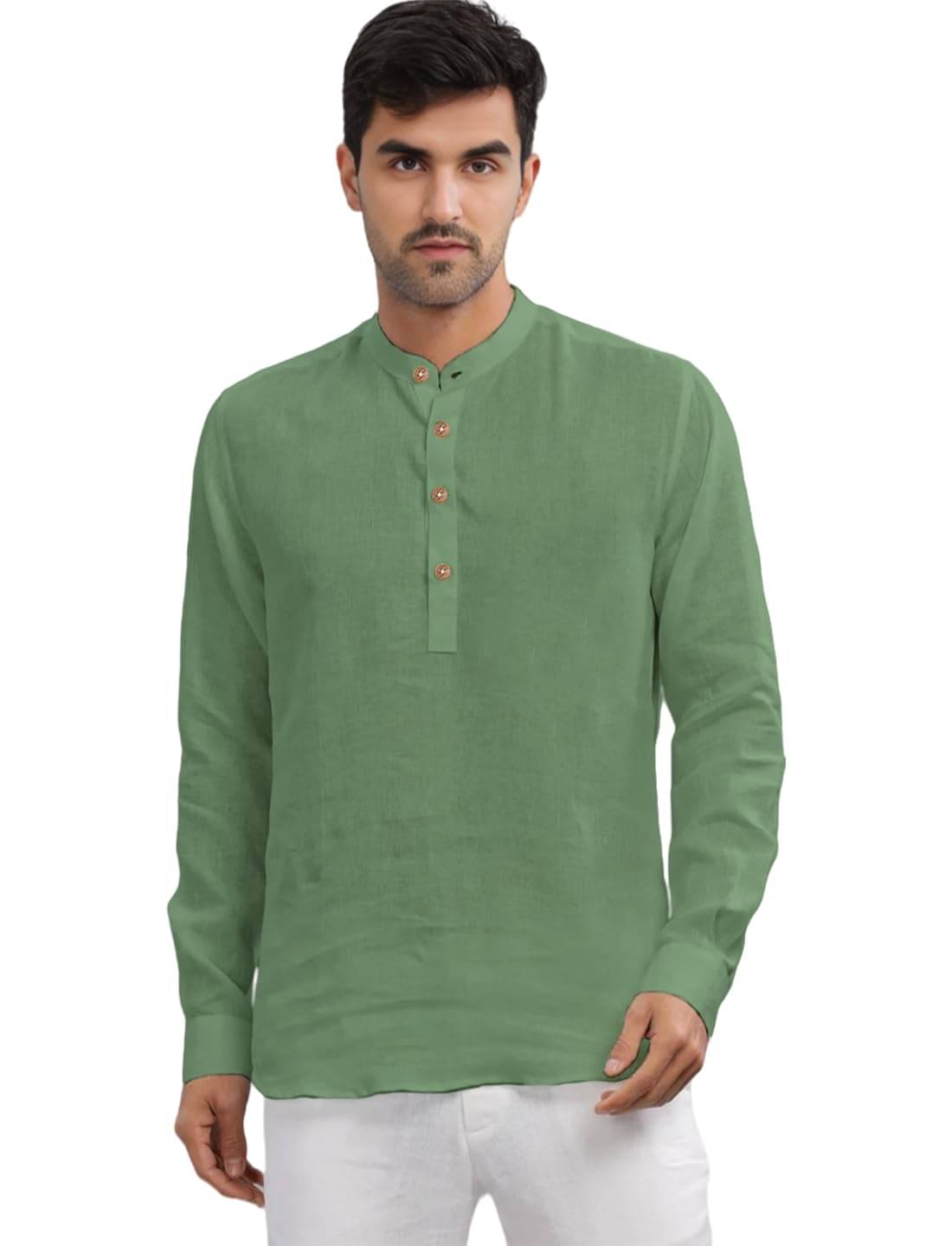     			Vida Loca Light Green Cotton Men's Shirt Style Kurta ( Pack of 1 )