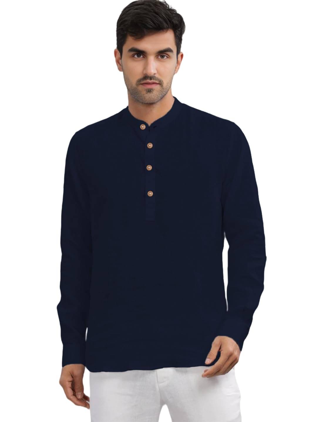     			Vida Loca Navy Blue Cotton Men's Shirt Style Kurta ( Pack of 1 )