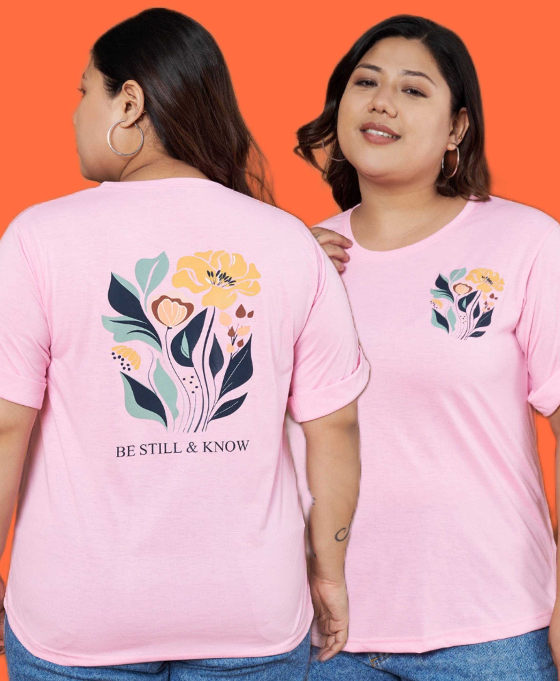AUSTIVO Women Cotton Blend Printed Regular Fit Round Neck T-Shirt ( Pink ) AUSTIVO Women Cotton Blend Printed Regular Fit Round Neck T-Shirt ( Pink )
