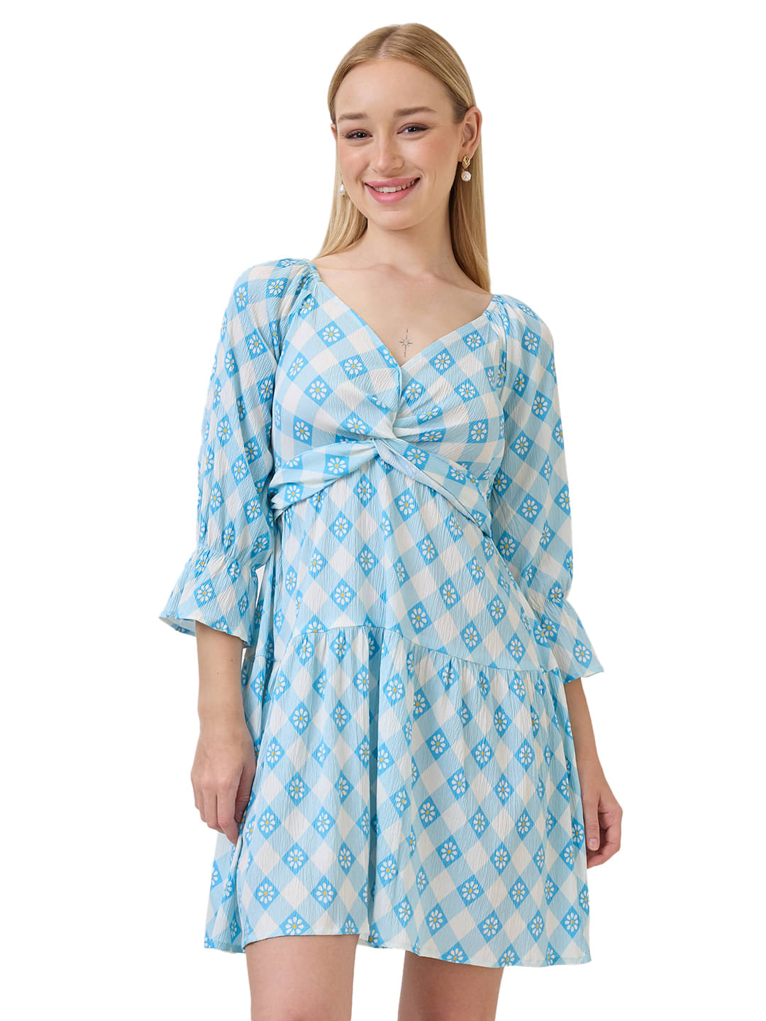 Amarasha Women Polyester Printed Fit & Flare Dress ( Blue ) Amarasha Women Polyester Printed Fit & Flare Dress ( Blue )