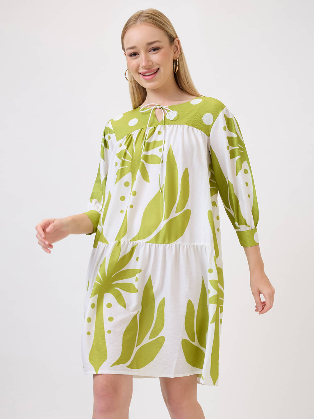     			Amarasha Women Polyester Printed Fit & Flare Dress ( Green )
