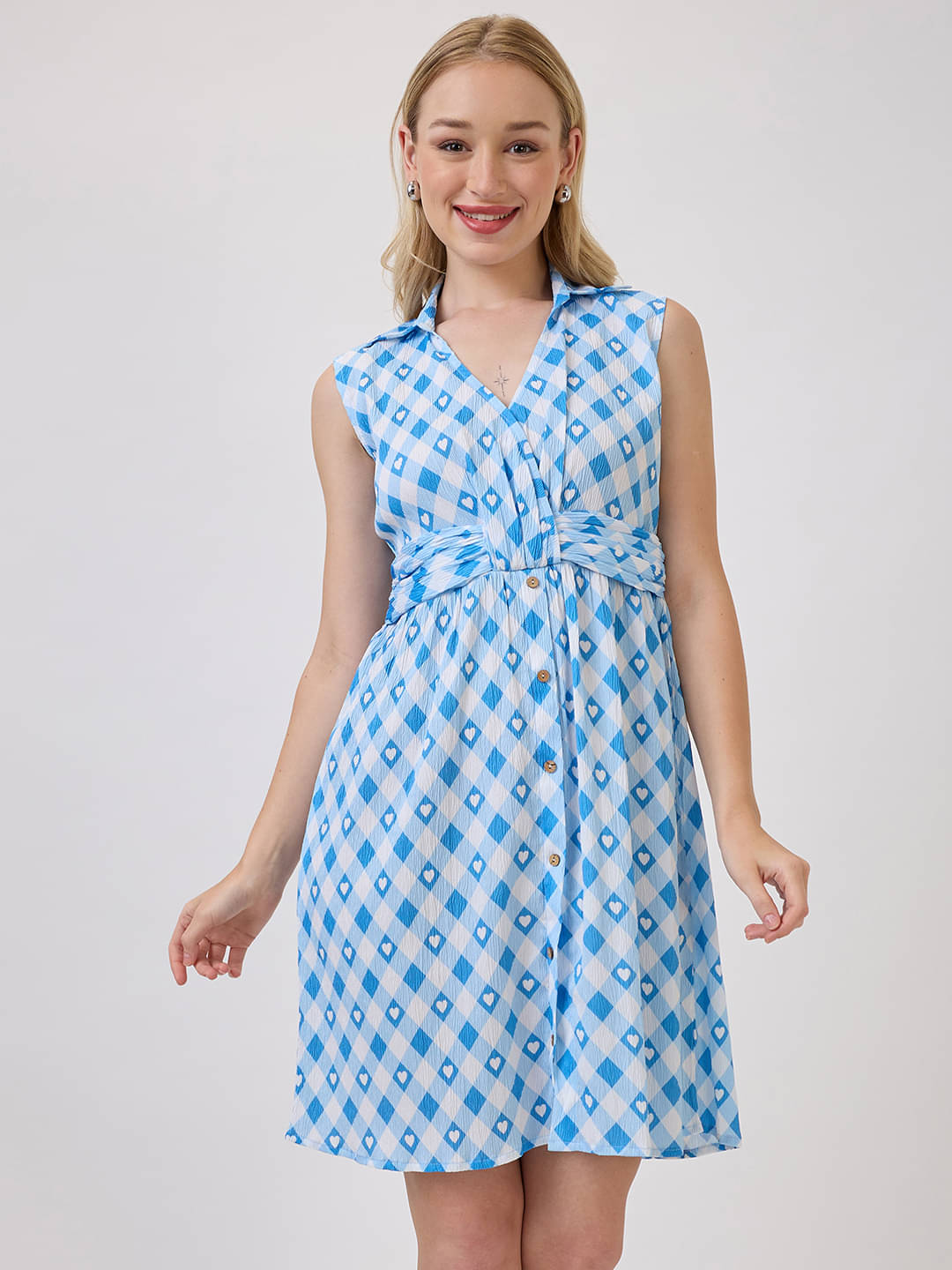     			Amarasha Women Polyester Printed Fit & Flare Dress ( Blue )